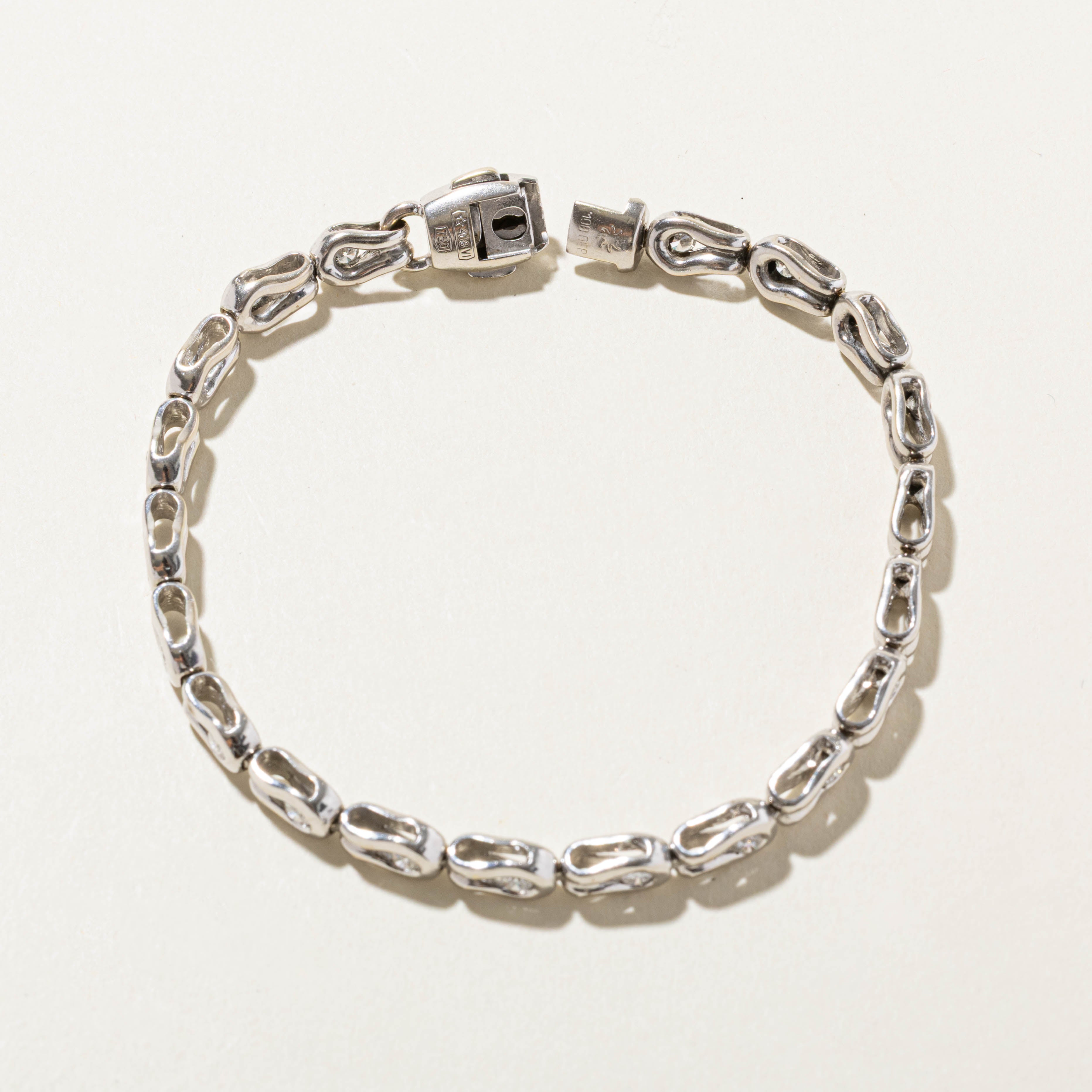 Italian 18k Diamond Horseshoe Segment Bracelet | 0.81ctw | 7.5"