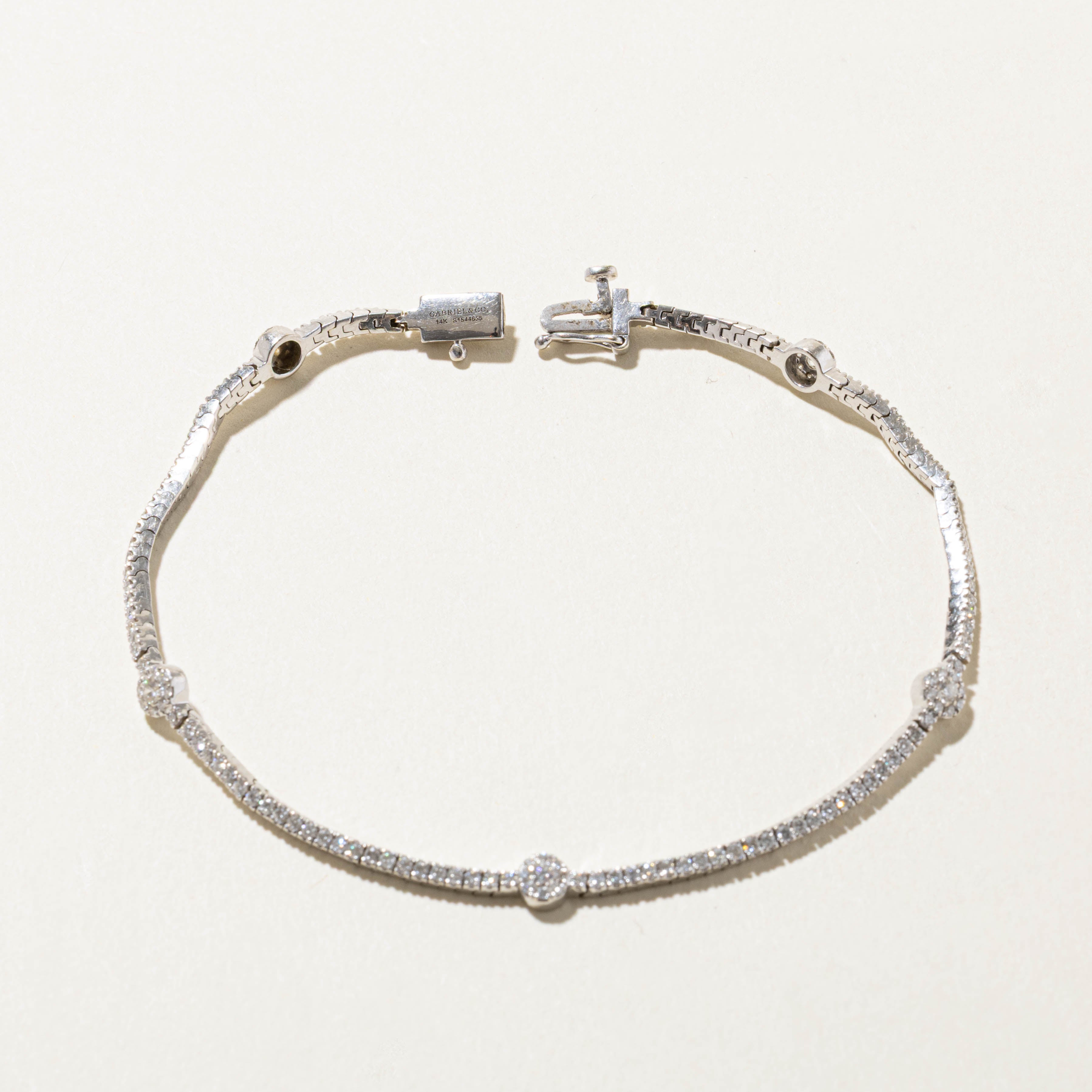 14k Diamond Cluster Satelite Tennis Bracelet | 0.90ctw | 7.5"