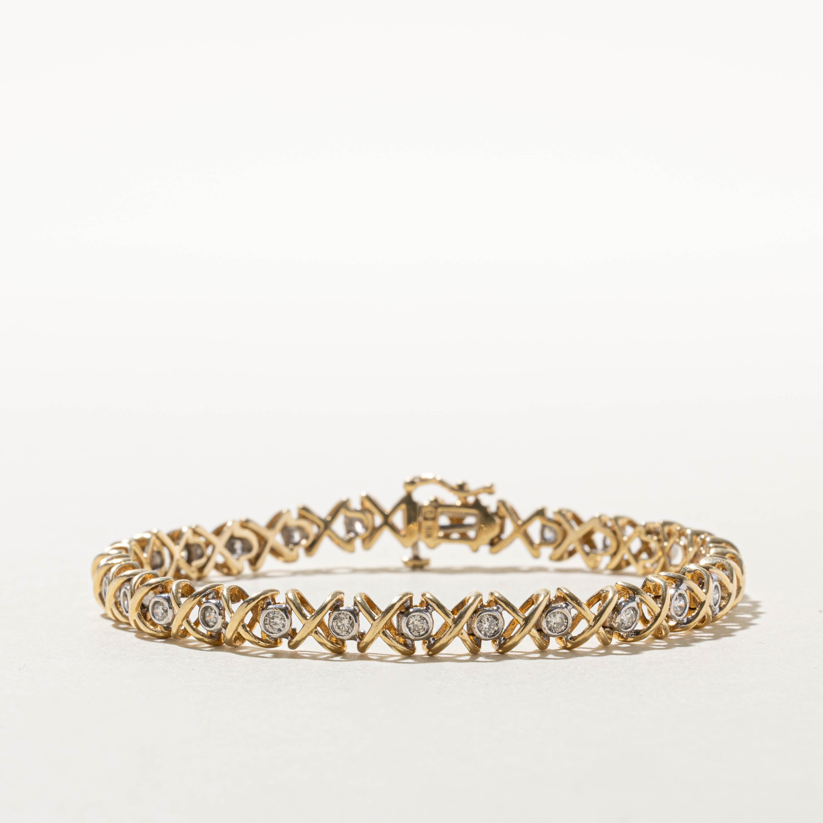 10k Bezel Set Diamond “X" Bracelet | 0.70ctw