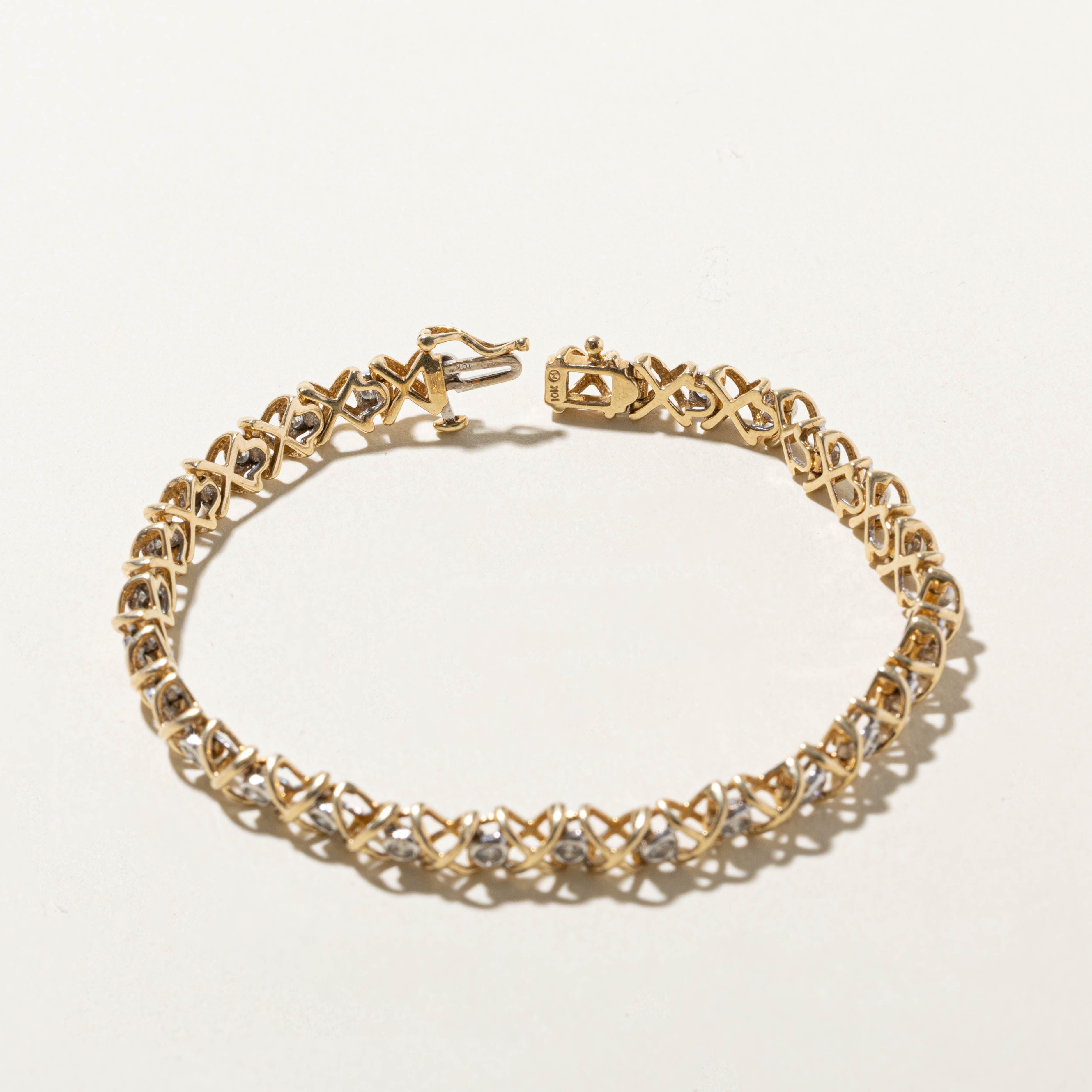 10k Bezel Set Diamond “X" Bracelet | 0.70ctw