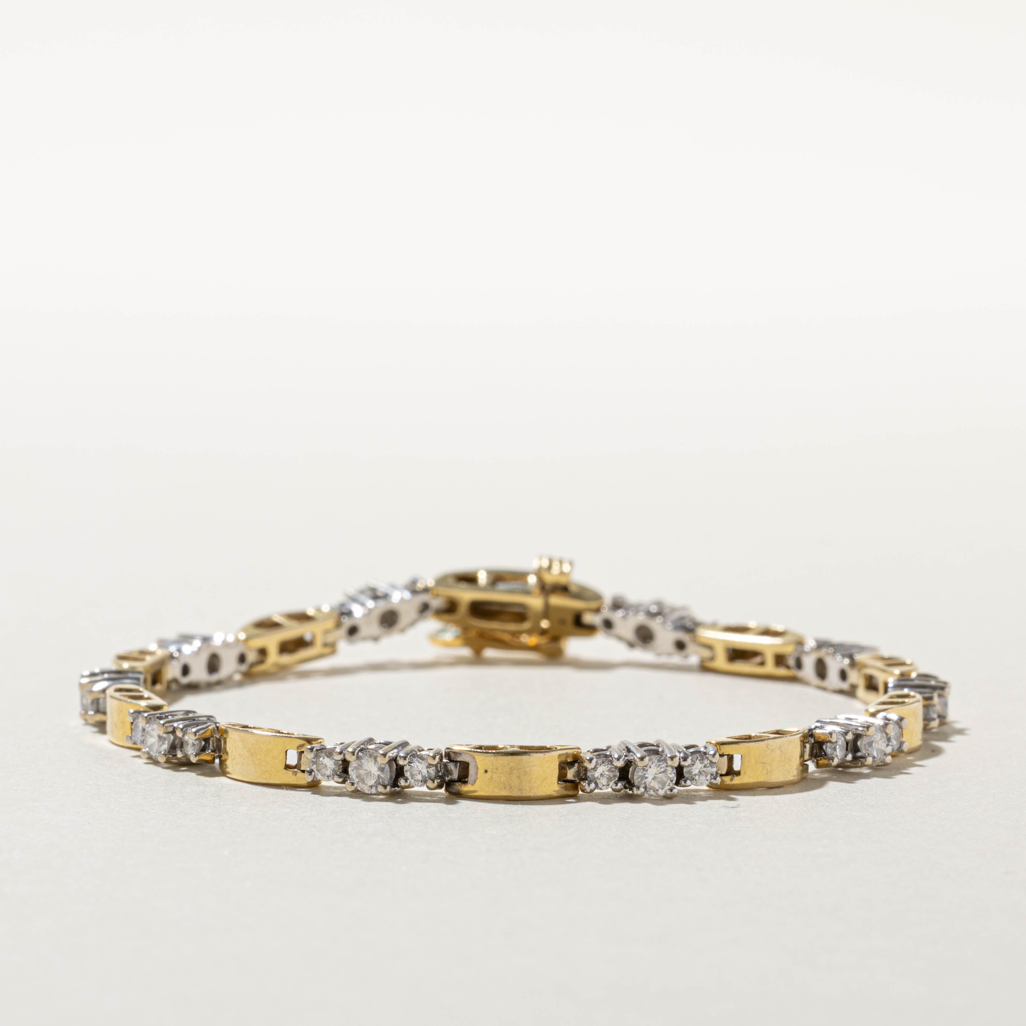 14k Two Tone Diamond Tennis Bracelet | 1.50ctw | 7.5"