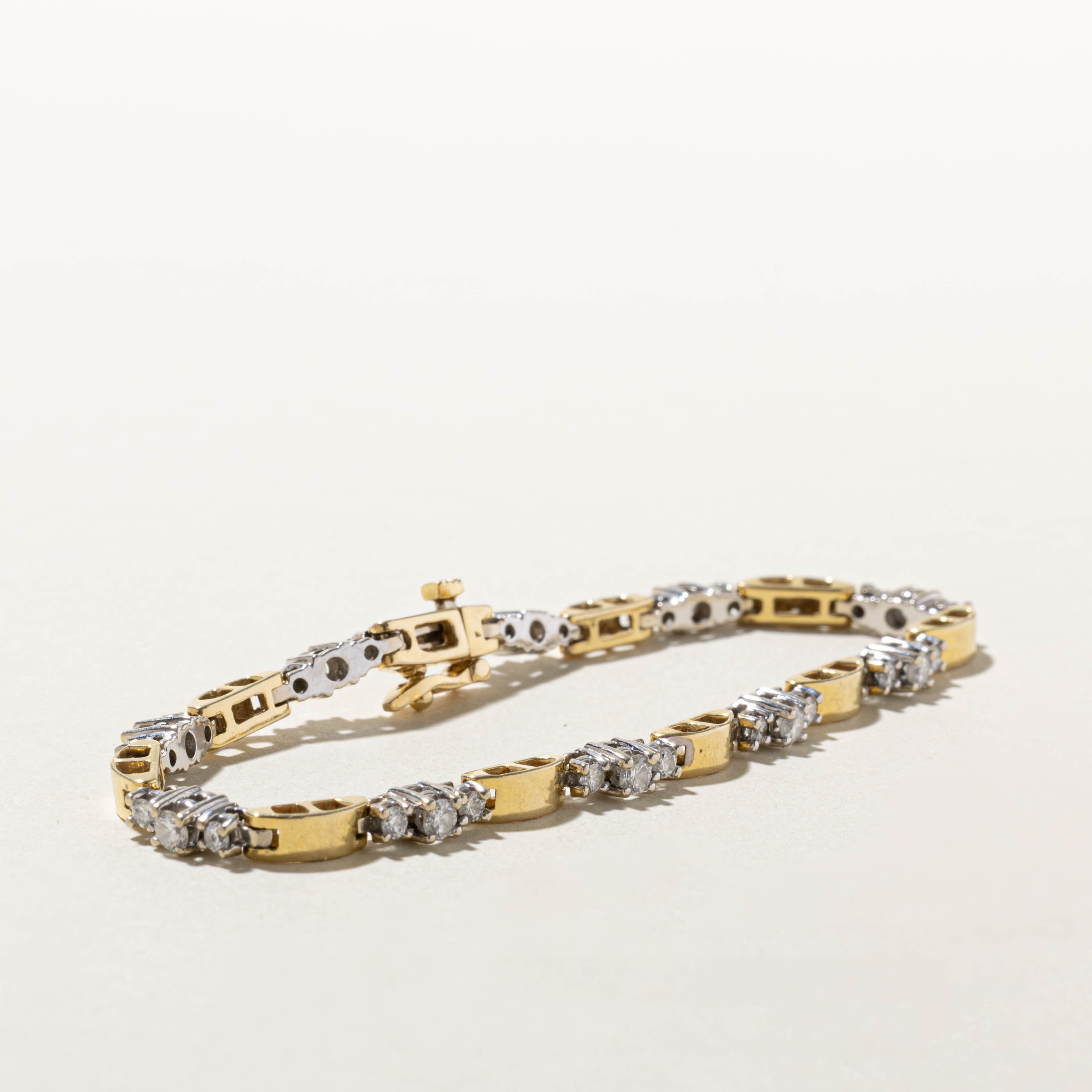 14k Two Tone Diamond Tennis Bracelet | 1.50ctw | 7.5"