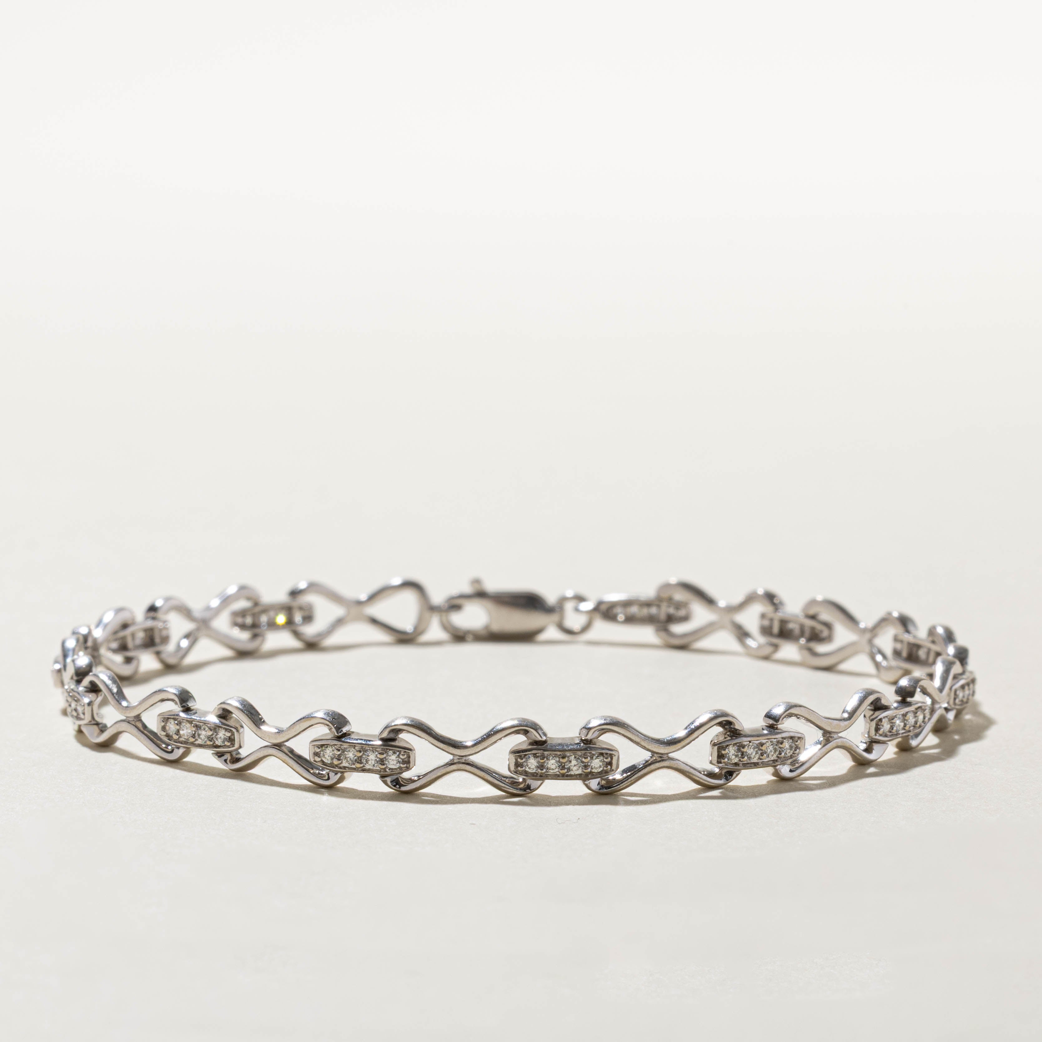 14k Diamond Bent Paperclip Bracelet | 0.36ctw | 8"