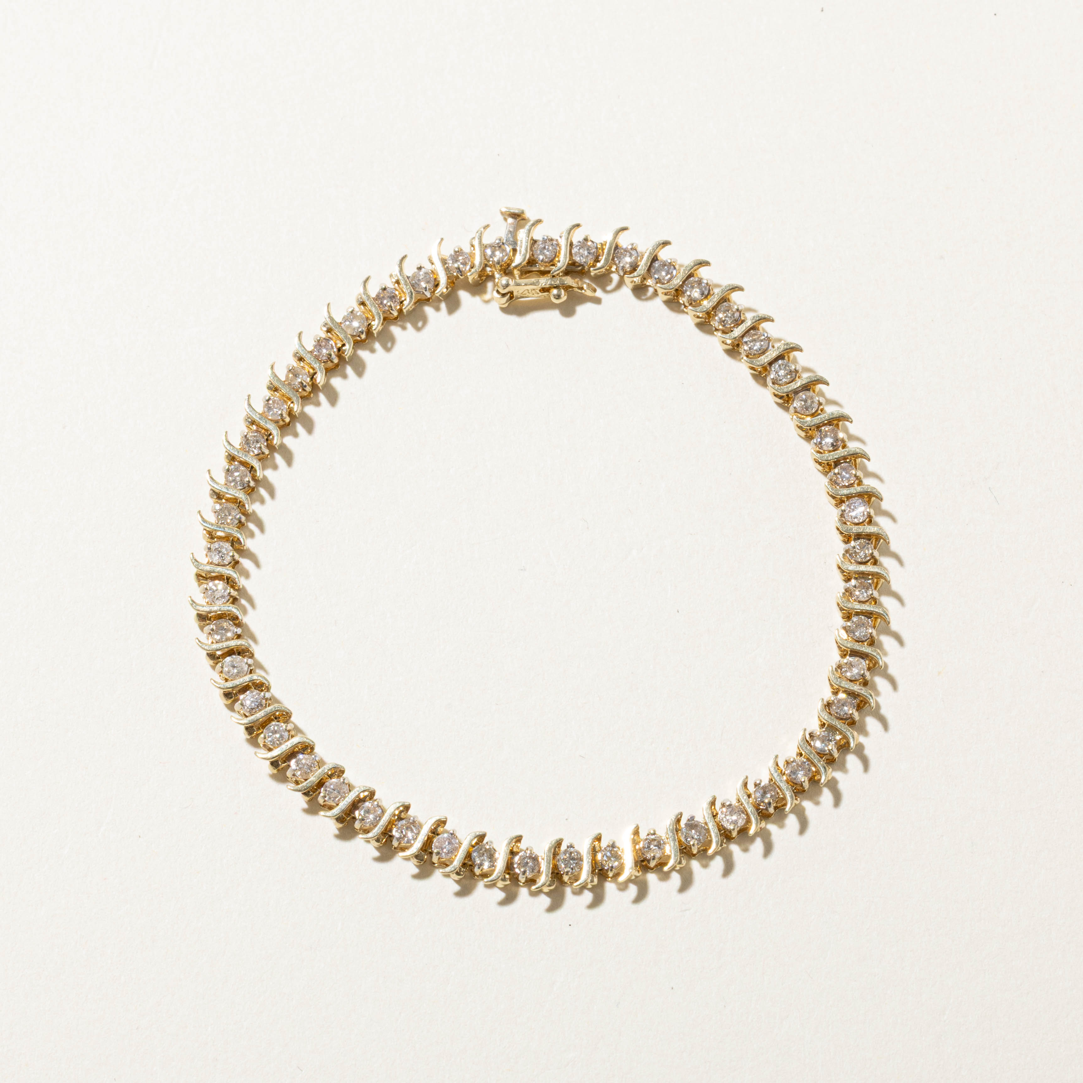 14k Diamond Wavy Tennis Bracelet | 1.47ctw | 7"