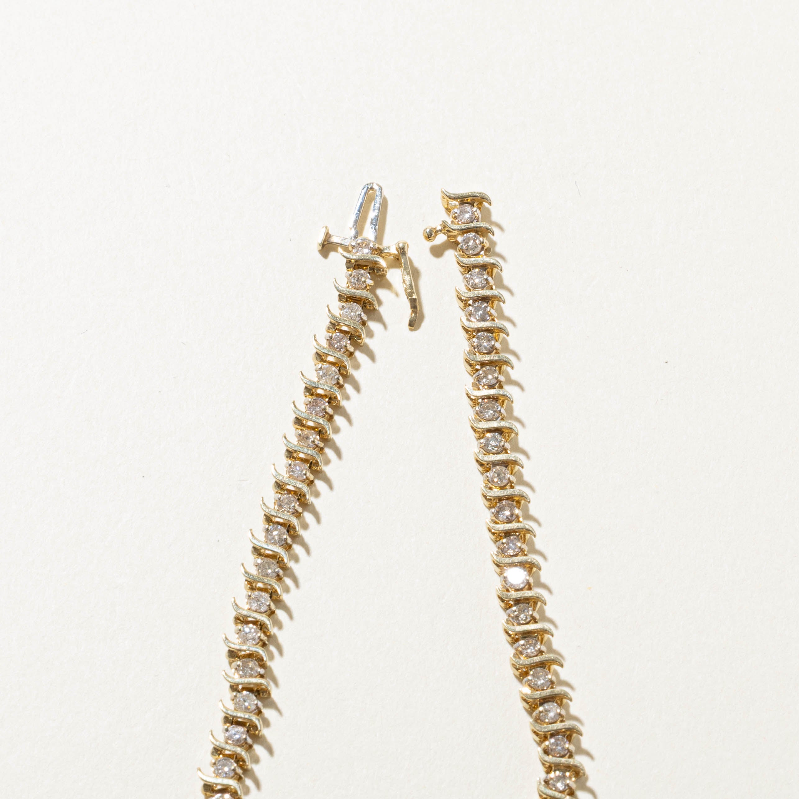 14k Diamond Wavy Tennis Bracelet | 1.47ctw | 7"