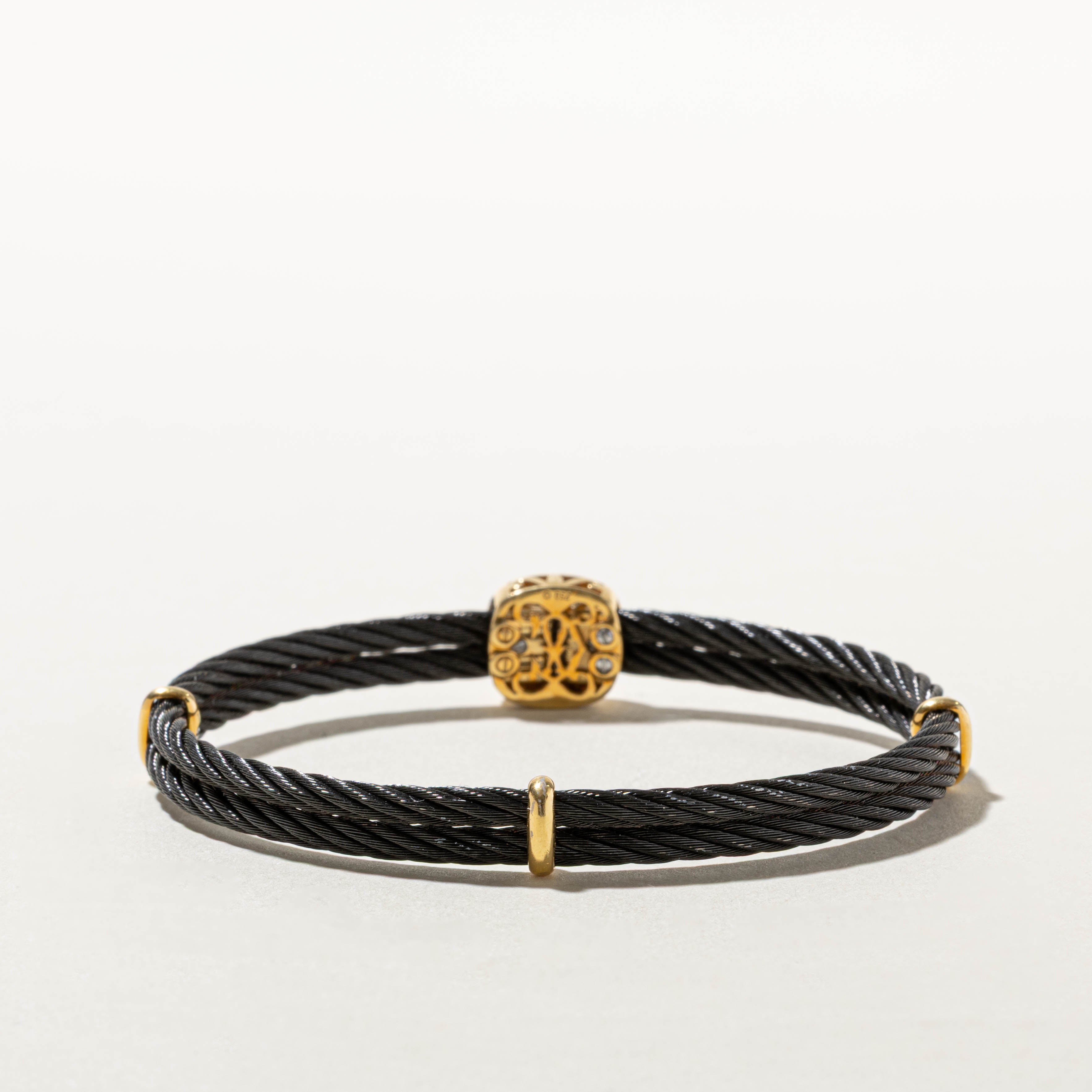 18k Diamond Cluster Black Cable Bracelet | 0.08ctw