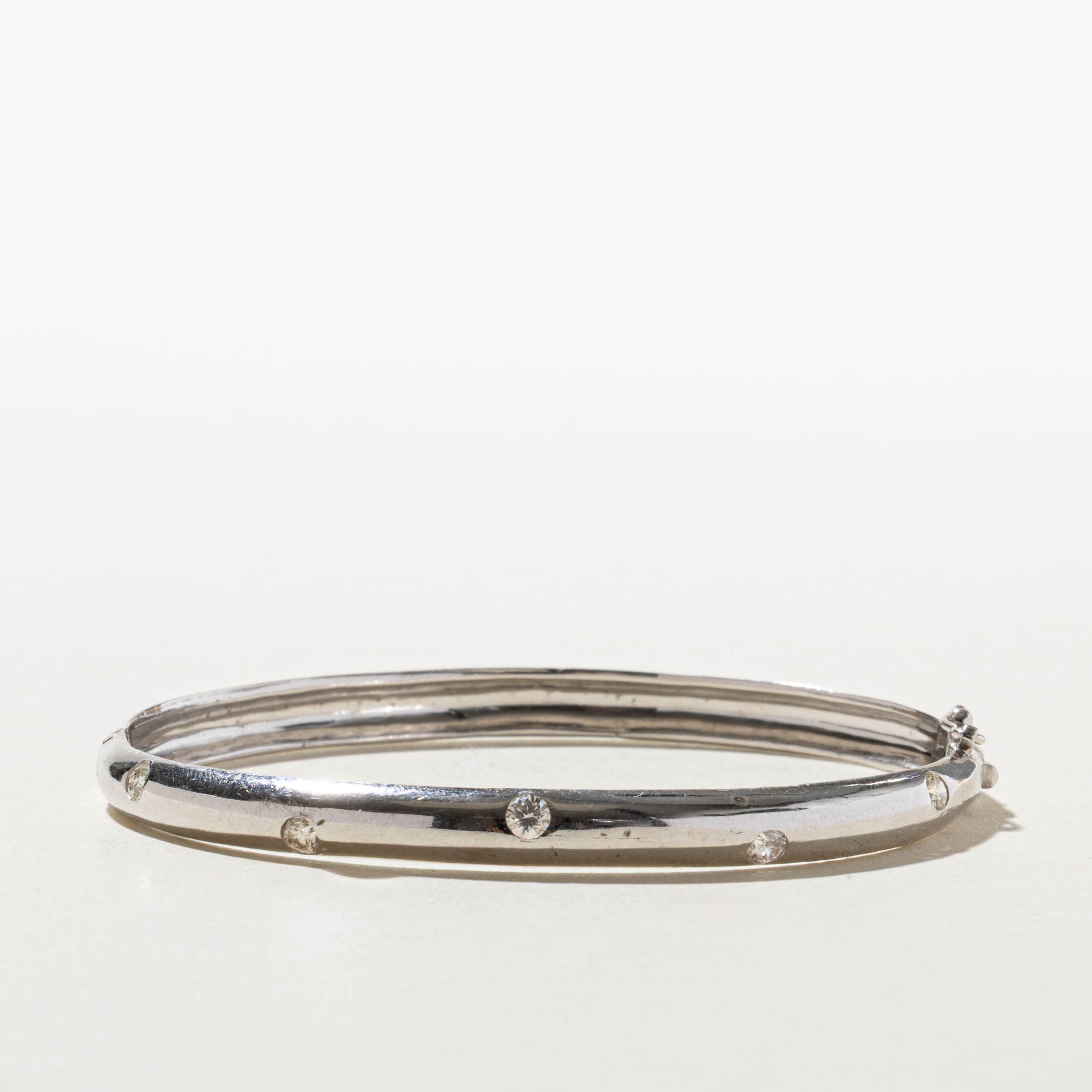 14k Flush Set Scattered Diamond Bangle | 0.40ctw | 7"