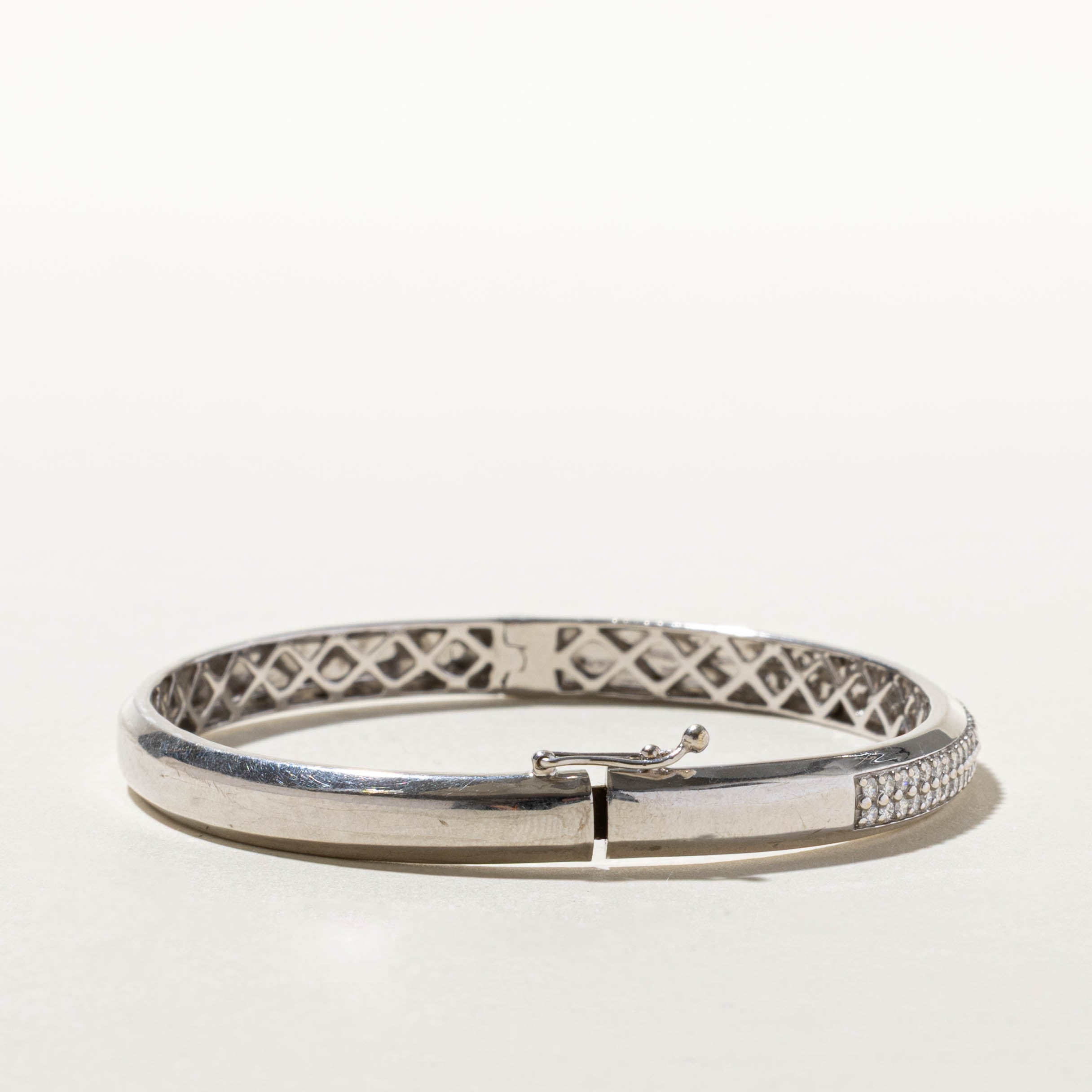 10k Pave Set Diamond Bangle | 0.66ctw | 7"