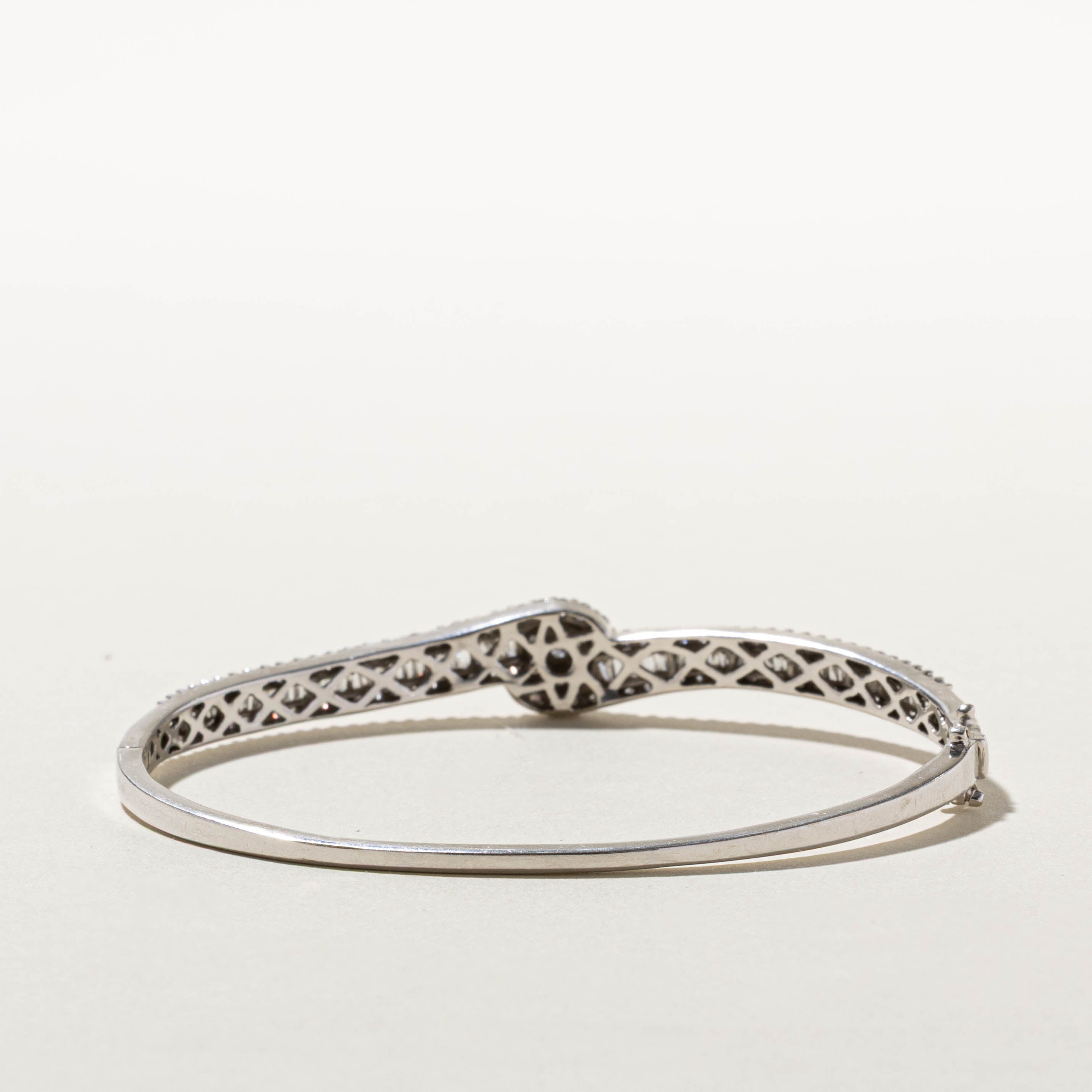 14k Diamond Cluster Bypass Bangle | 1.48ctw | 7.5"