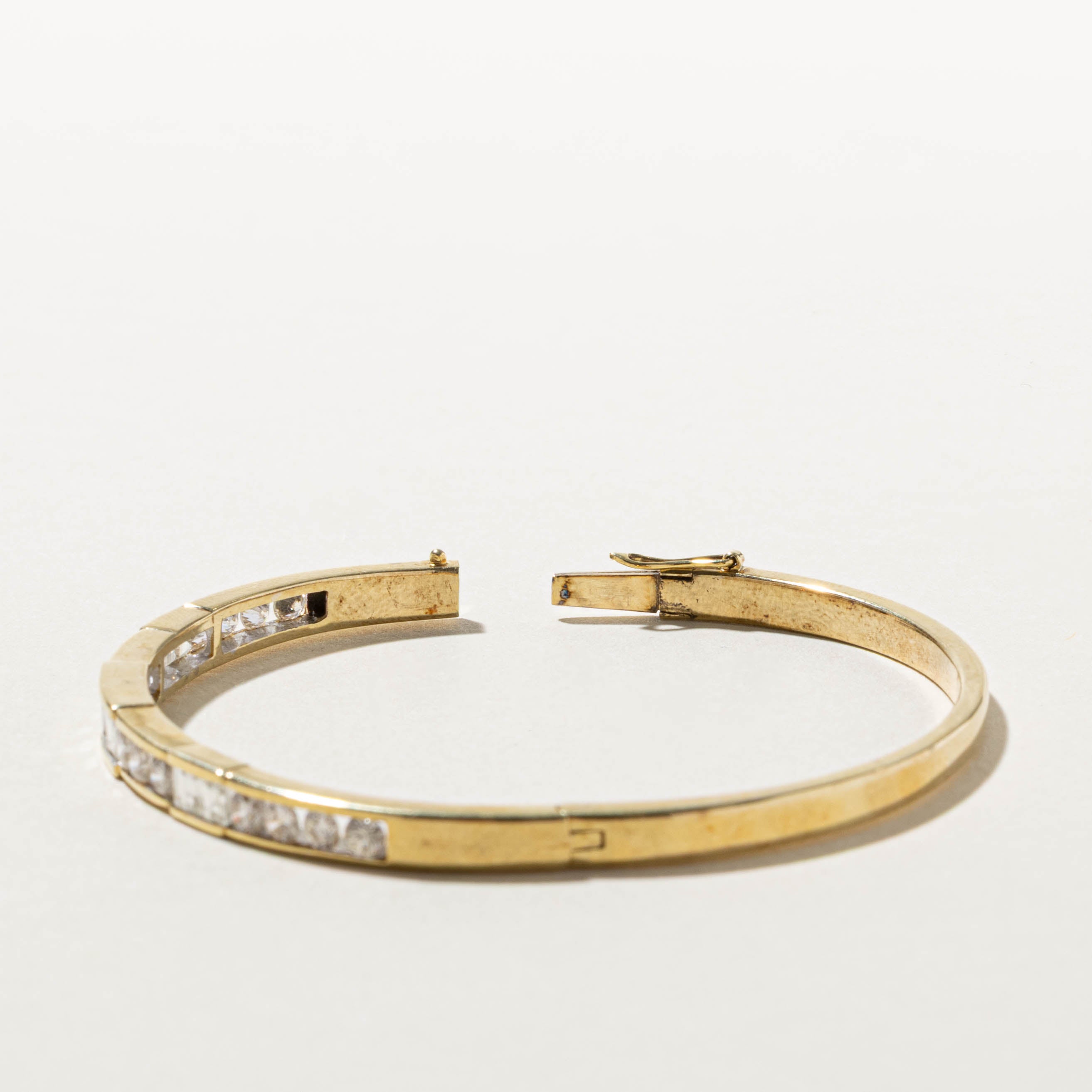 18k Tension Set Diamond Bangle | 1.85ctw | 6.5"