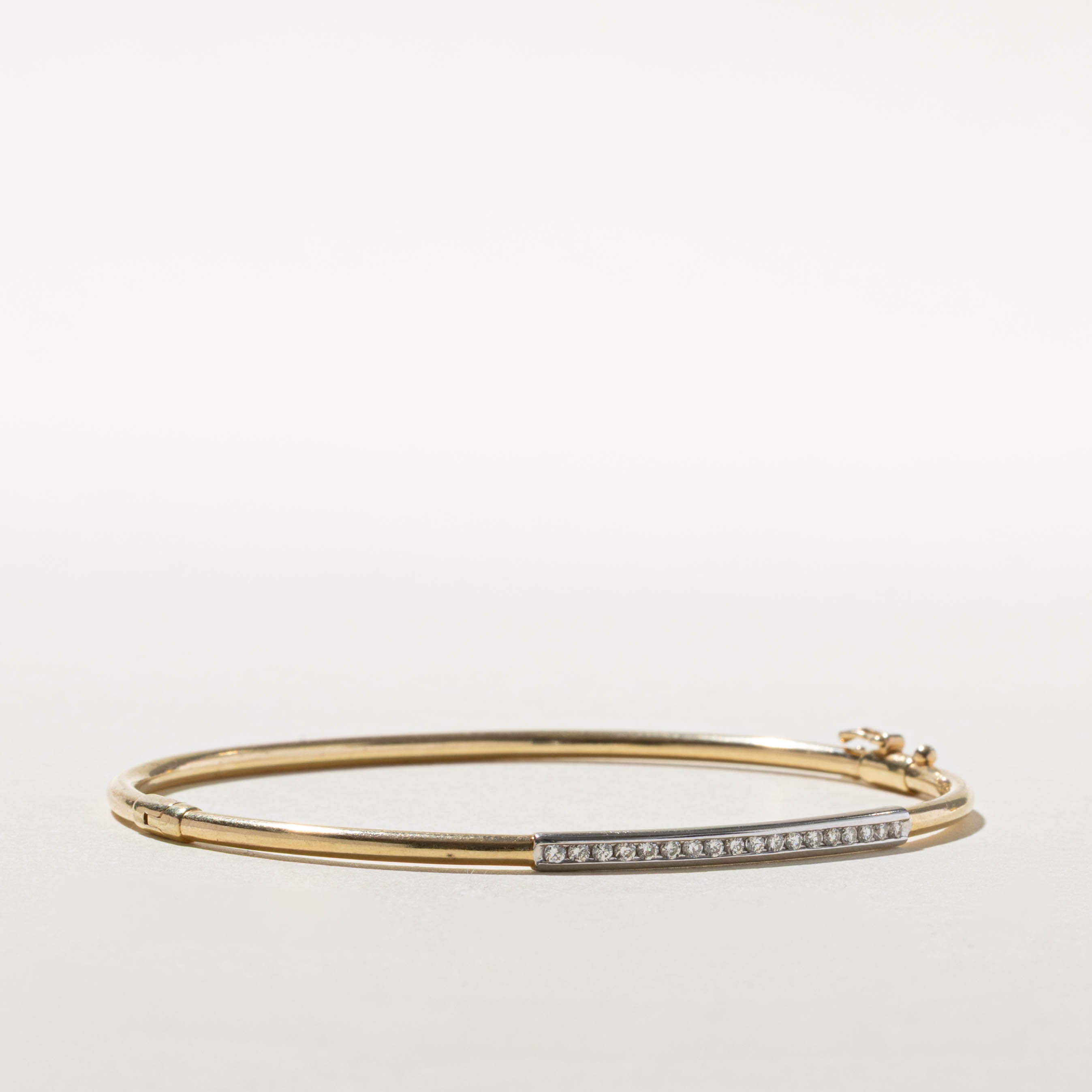10k Two Tone Channel Set Diamond Bangle | 0.18ctw | 7.5"