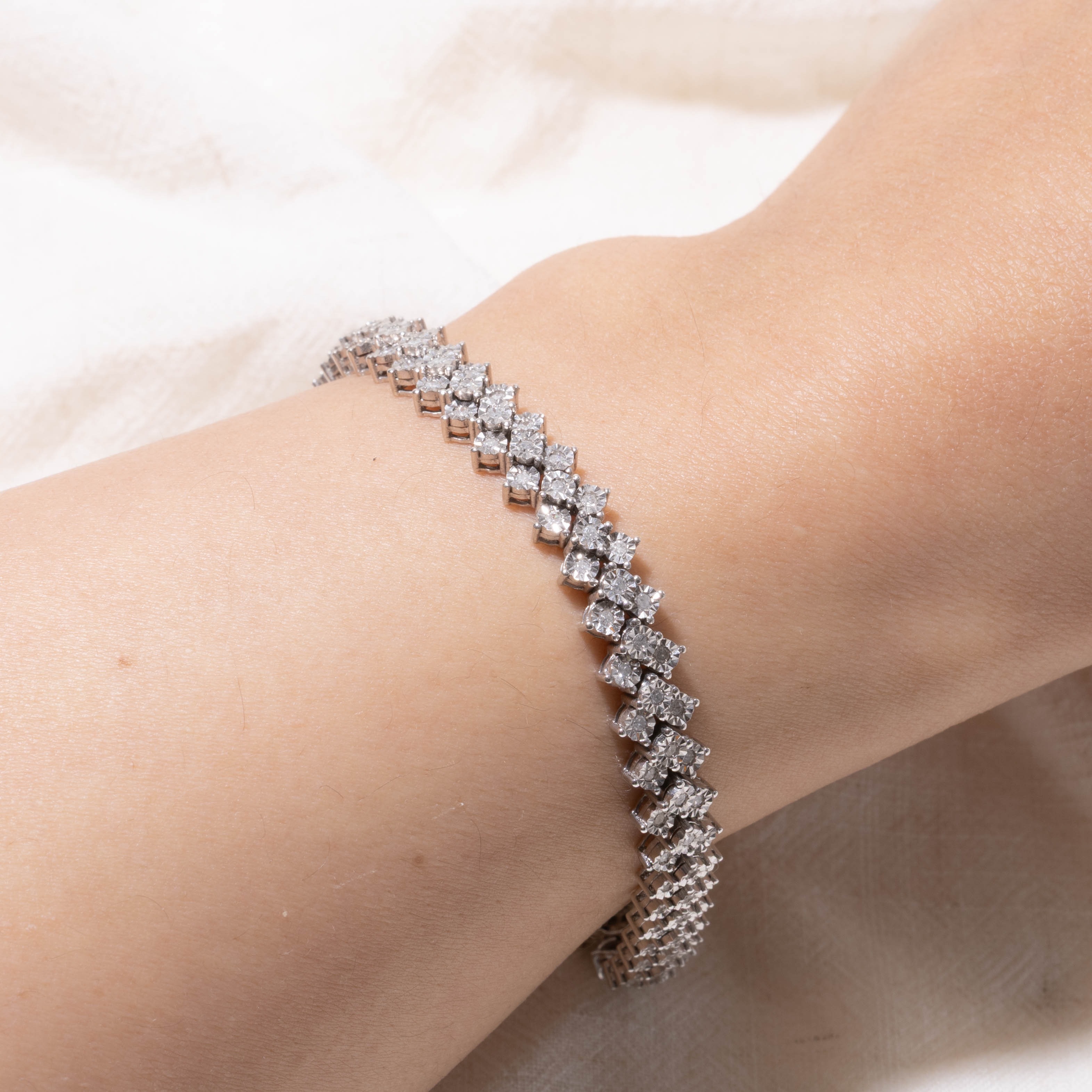 10k Diamond Checkered Tennis Bracelet | 0.55ctw | 7"