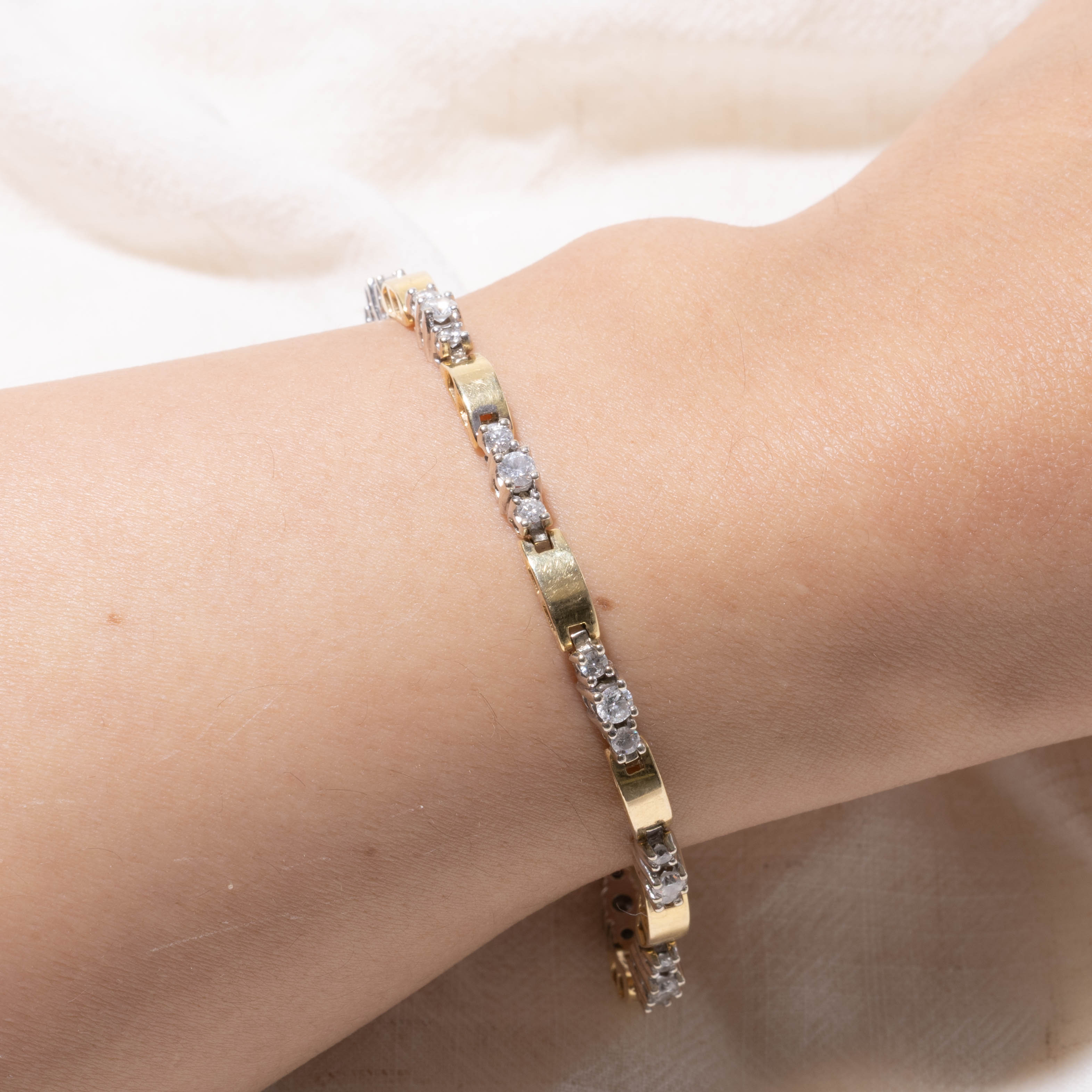14k Two Tone Diamond Tennis Bracelet | 1.50ctw | 7.5"