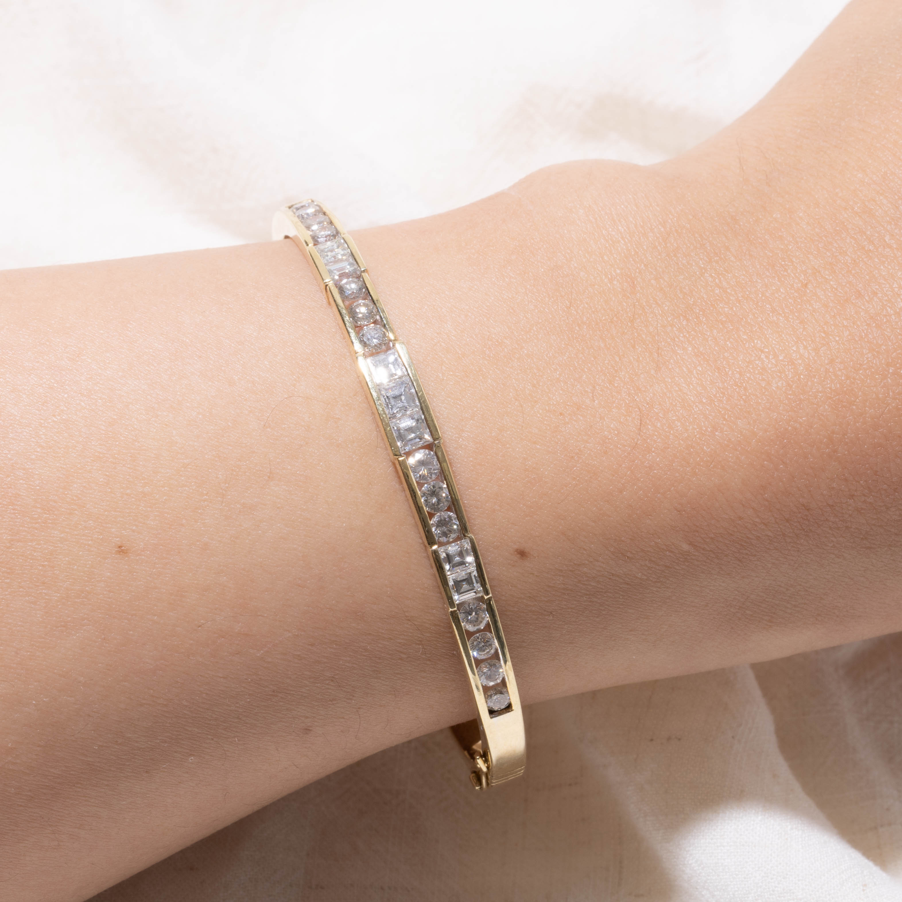 18k Tension Set Diamond Bangle | 1.85ctw | 6.5"