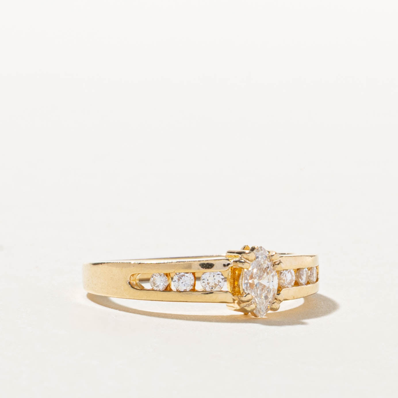 14k Marquise Cut Diamond Accented Ring | 0.37ctw | SZ 6.5
