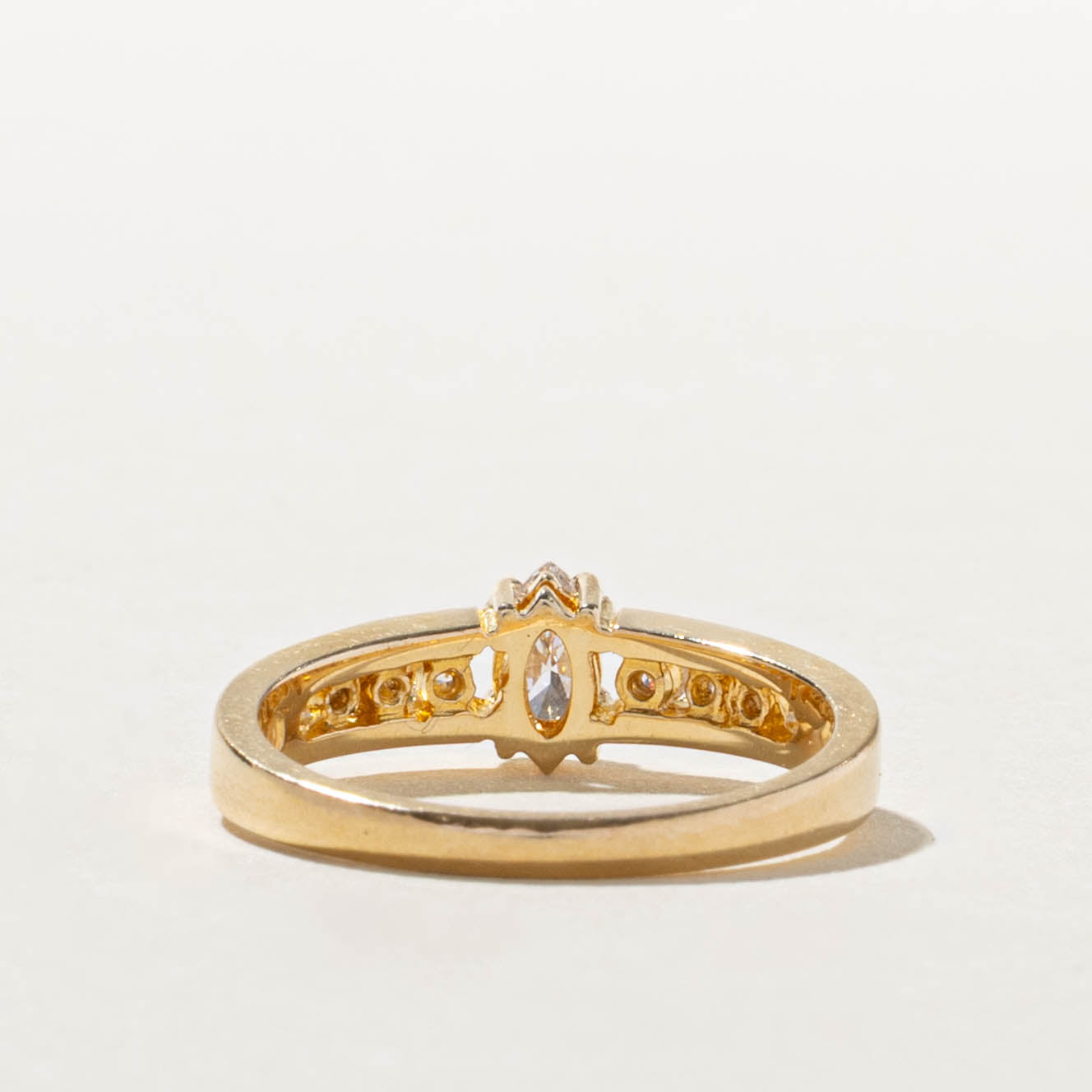 14k Marquise Cut Diamond Accented Ring | 0.37ctw | SZ 6.5