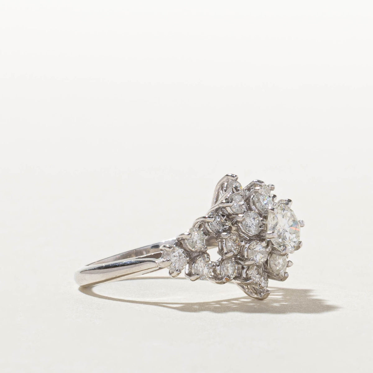 18k Diamond Petal Cluster Ring | 0.55ct I1/I2 E, 1.45ctw | SZ 5.5
