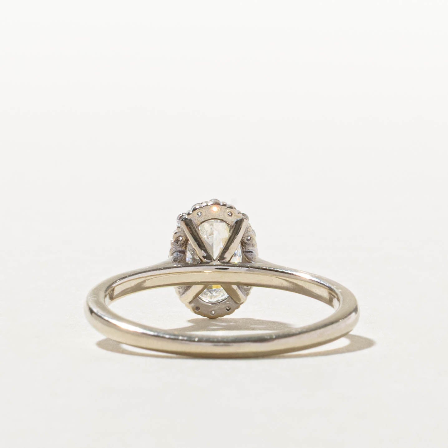 14k GIA Oval Cut Diamond Halo Ring | GIA 0.70ct SI1 H, 0.14ctw | SZ 8
