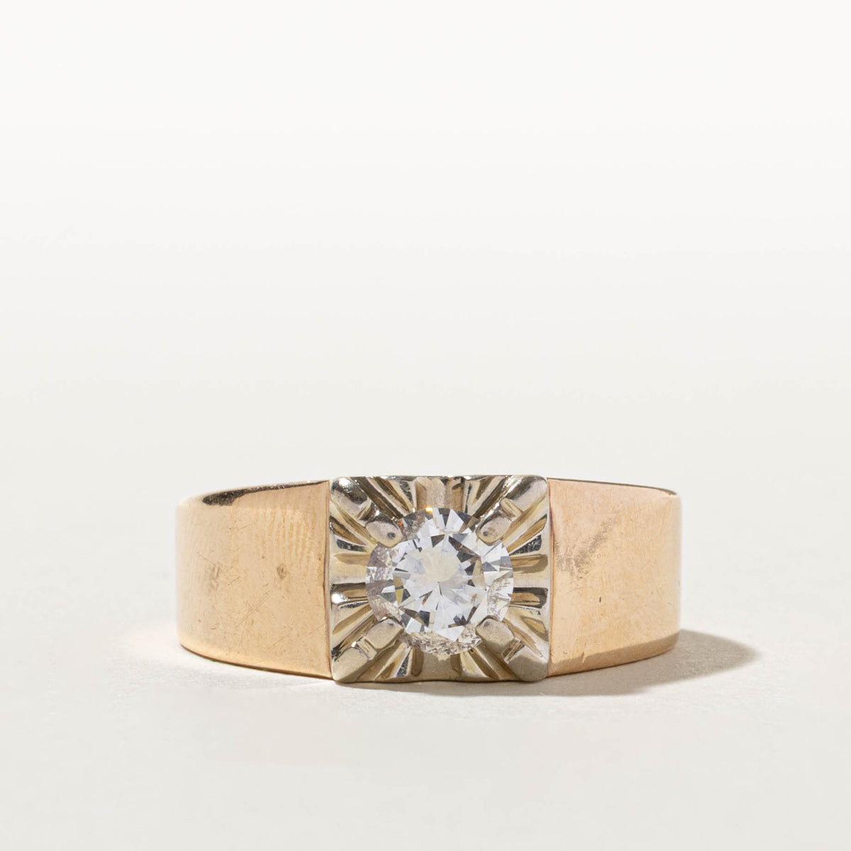 10k Illusion Set Diamond Signet Ring | 1.01ct SI2 J/K | SZ 11