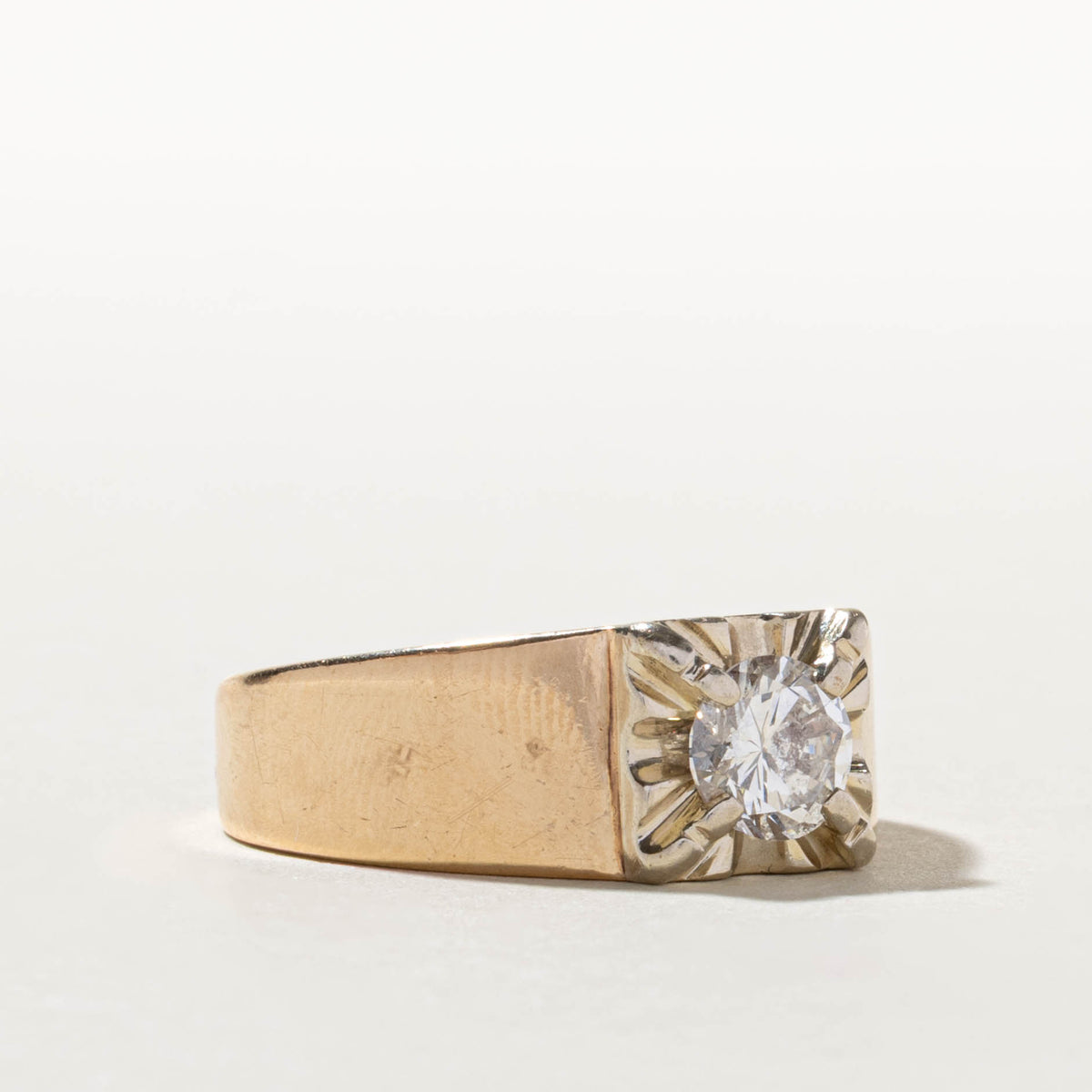 10k Illusion Set Diamond Signet Ring | 1.01ct SI2 J/K | SZ 11