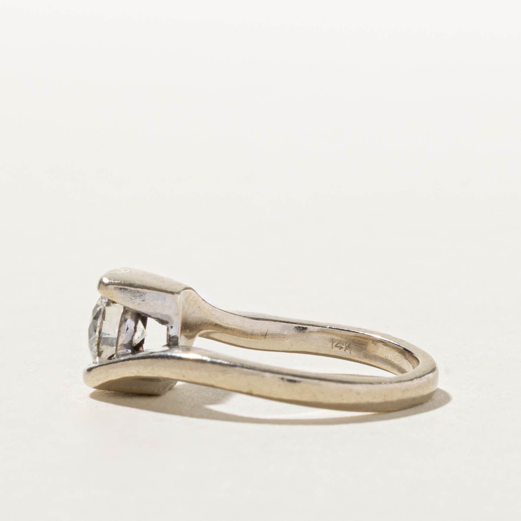 14k GIA Round Brilliant Diamond Bypass Ring | GIA 0.71ct SI1 H Ex | SZ 4.5