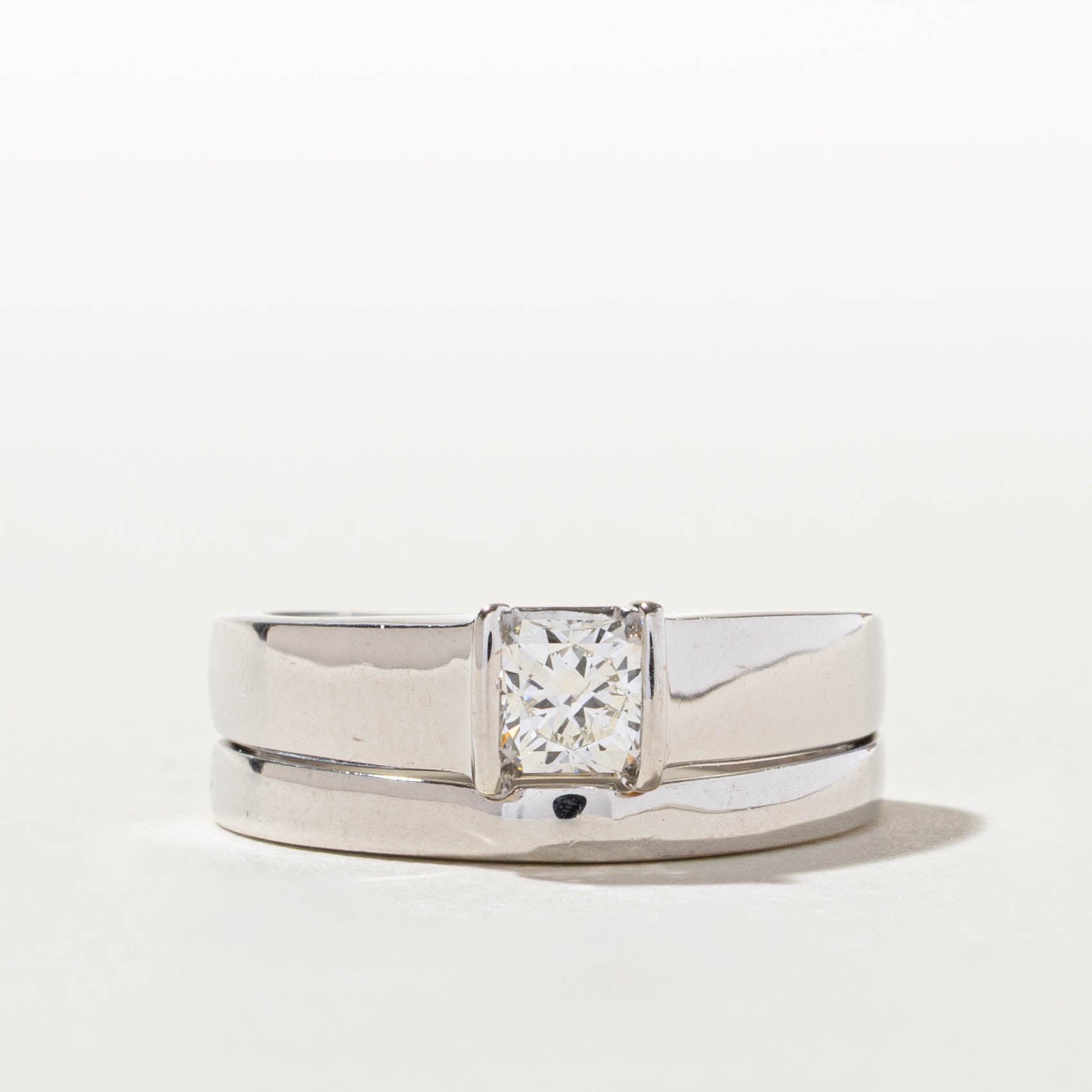 Princess Cut Diamond Wedding Ring Set | 0.57ct SI2 H | SZ 8