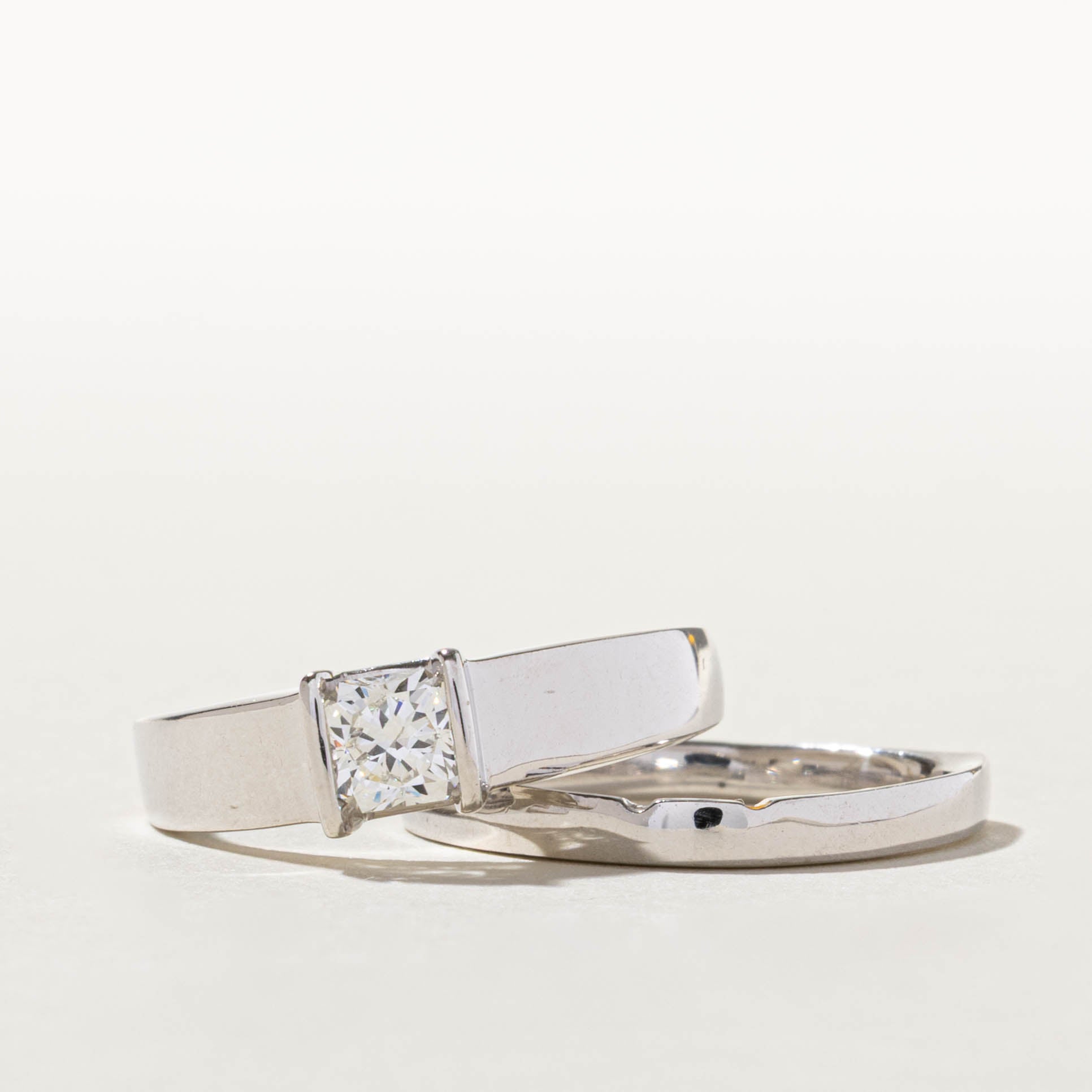 Princess Cut Diamond Wedding Ring Set | 0.57ct SI2 H | SZ 8