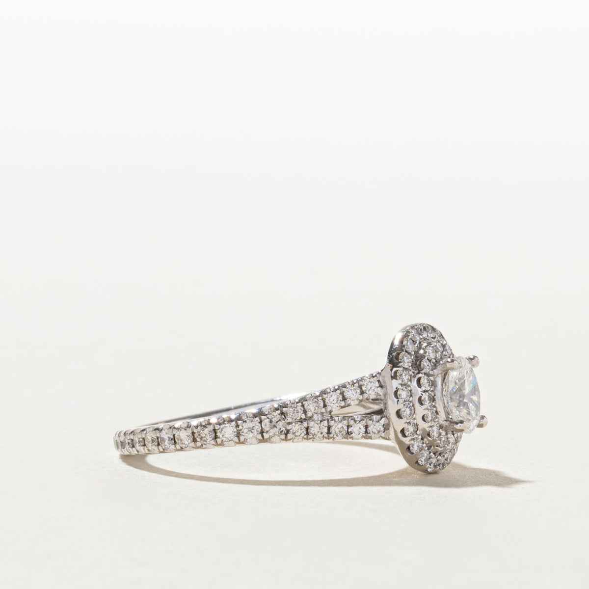 14k Oval Cut Diamond Double Halo Ring | 0.30ct SI2 F, 0.57ctw | SZ 6