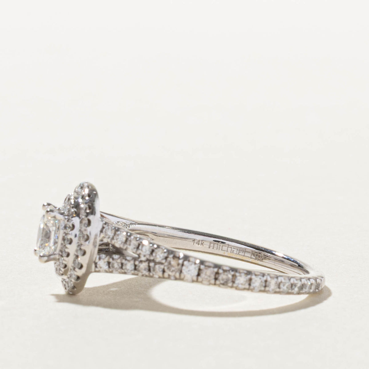 14k Oval Cut Diamond Double Halo Ring | 0.30ct SI2 F, 0.57ctw | SZ 6
