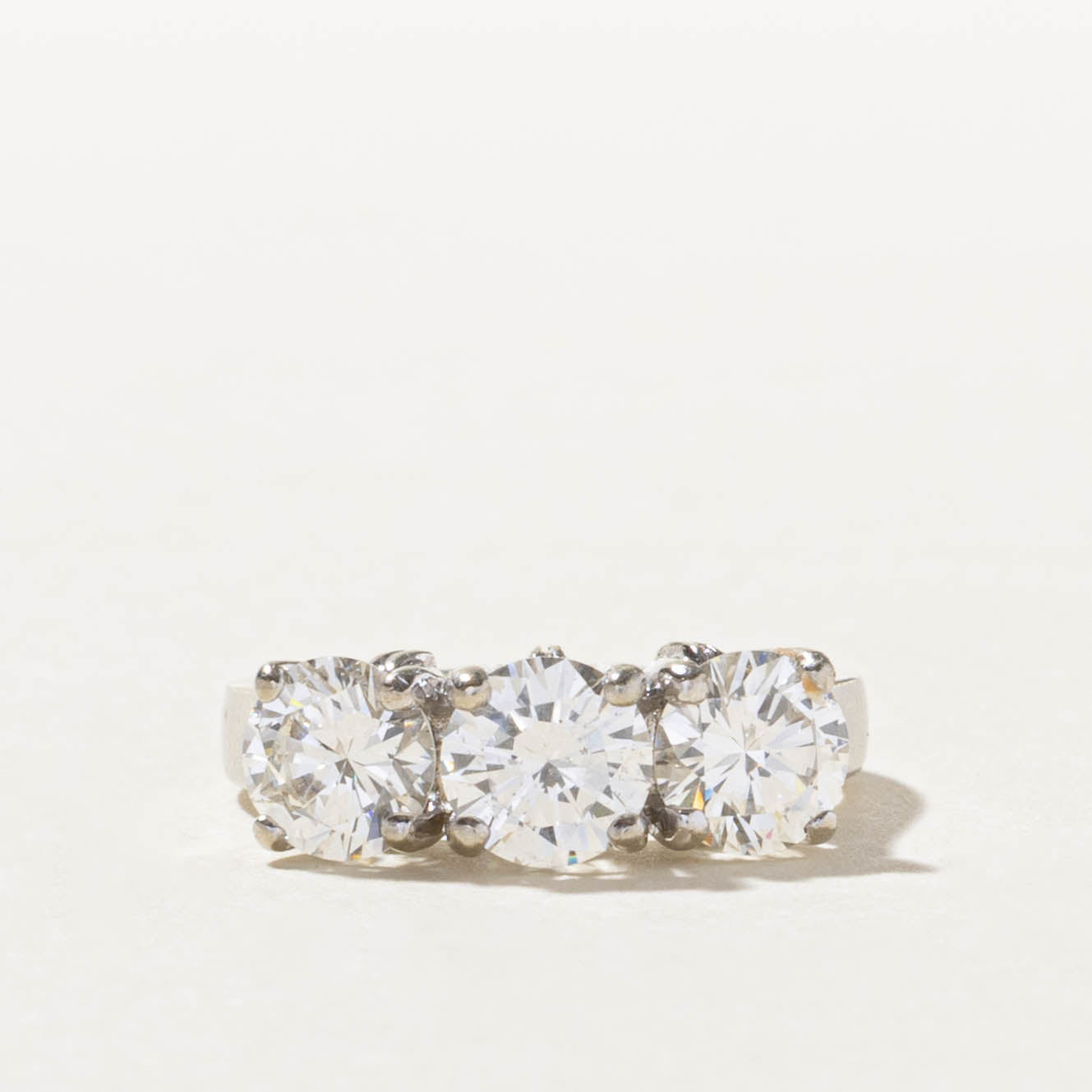 14k Three Stone Diamond Ring | 1.22ctw SI1/SI2 H | SZ 2.25