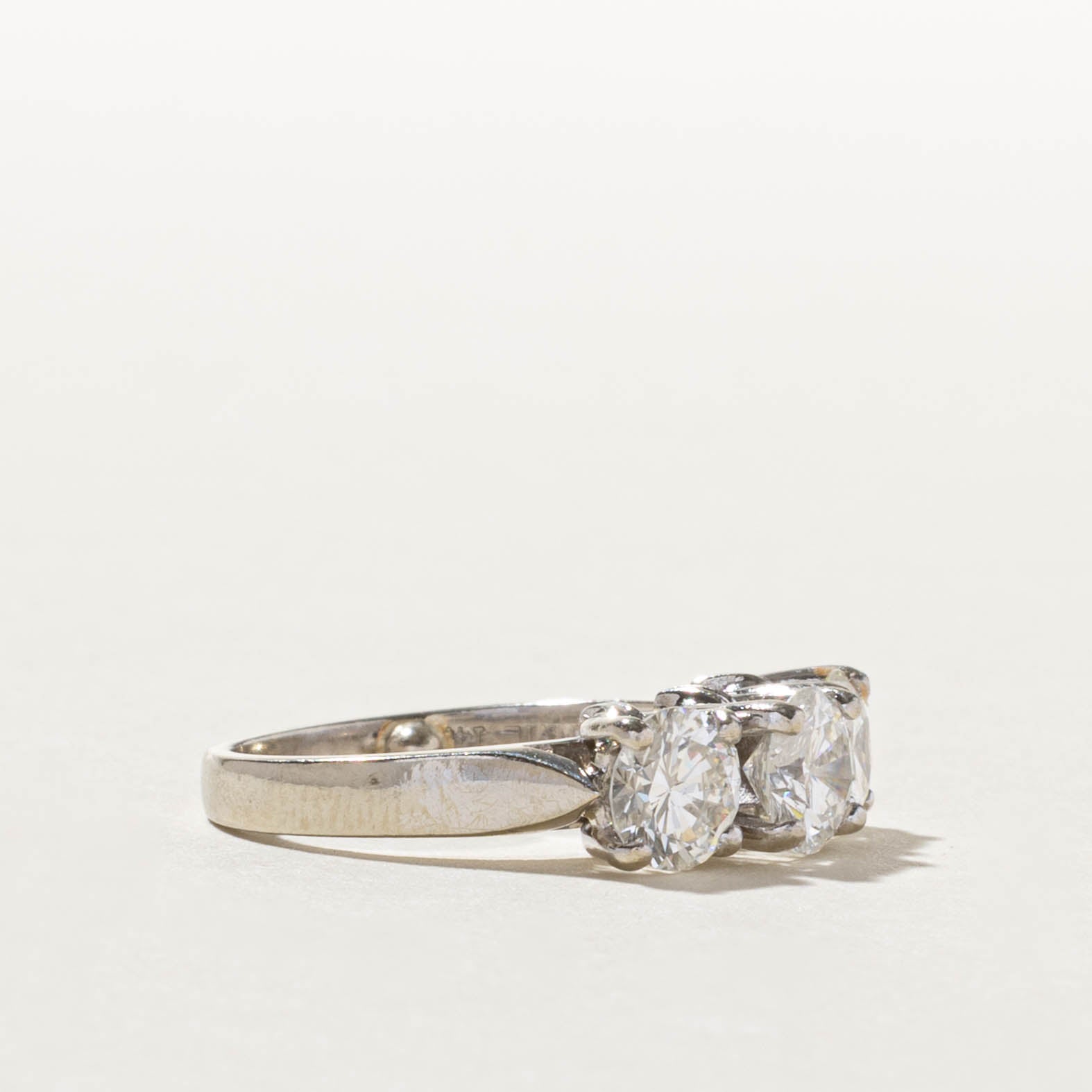 14k Three Stone Diamond Ring | 1.22ctw SI1/SI2 H | SZ 2.25