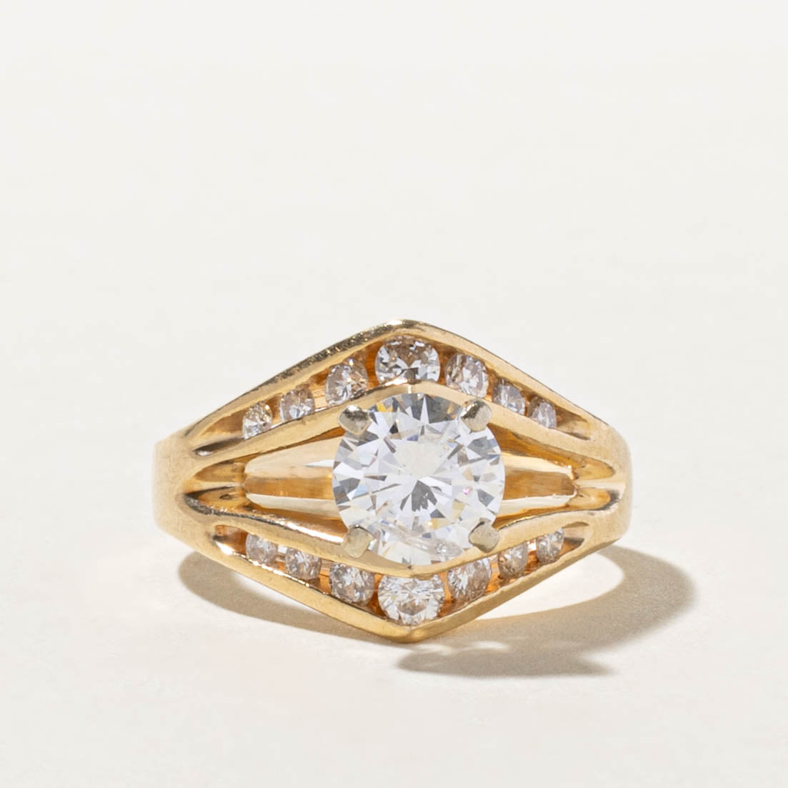 14k GIA Diamond Channel Set Accented Geometric Ring | GIA 0.67ct I1 G, 0.42ctw | SZ 5.5