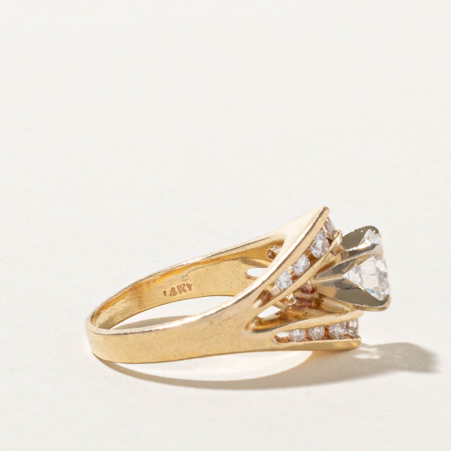 14k GIA Diamond Channel Set Accented Geometric Ring | GIA 0.67ct I1 G, 0.42ctw | SZ 5.5