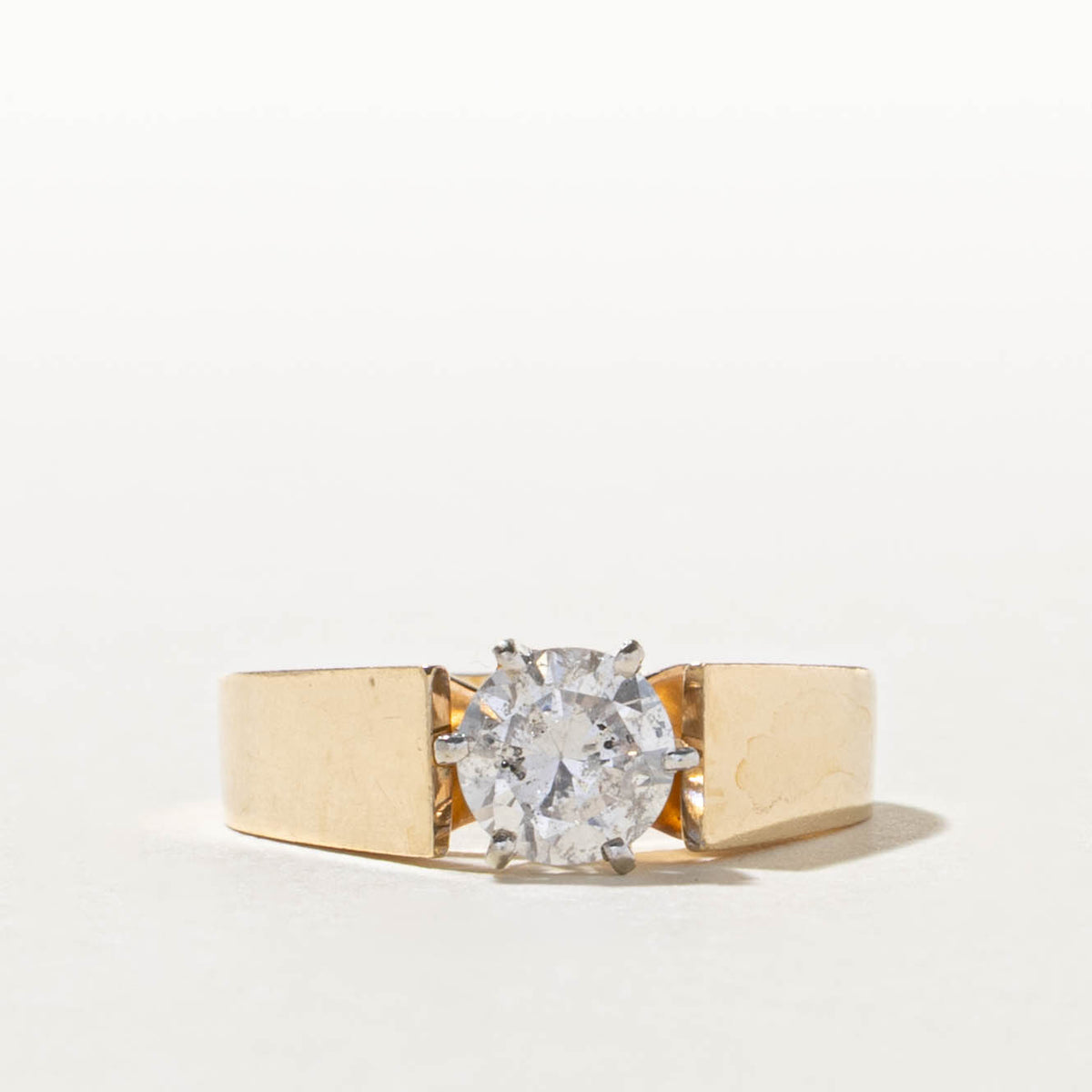 14k Round Brilliant Solitaire Diamond Ring | 1.10ct I2 H | SZ 8.75