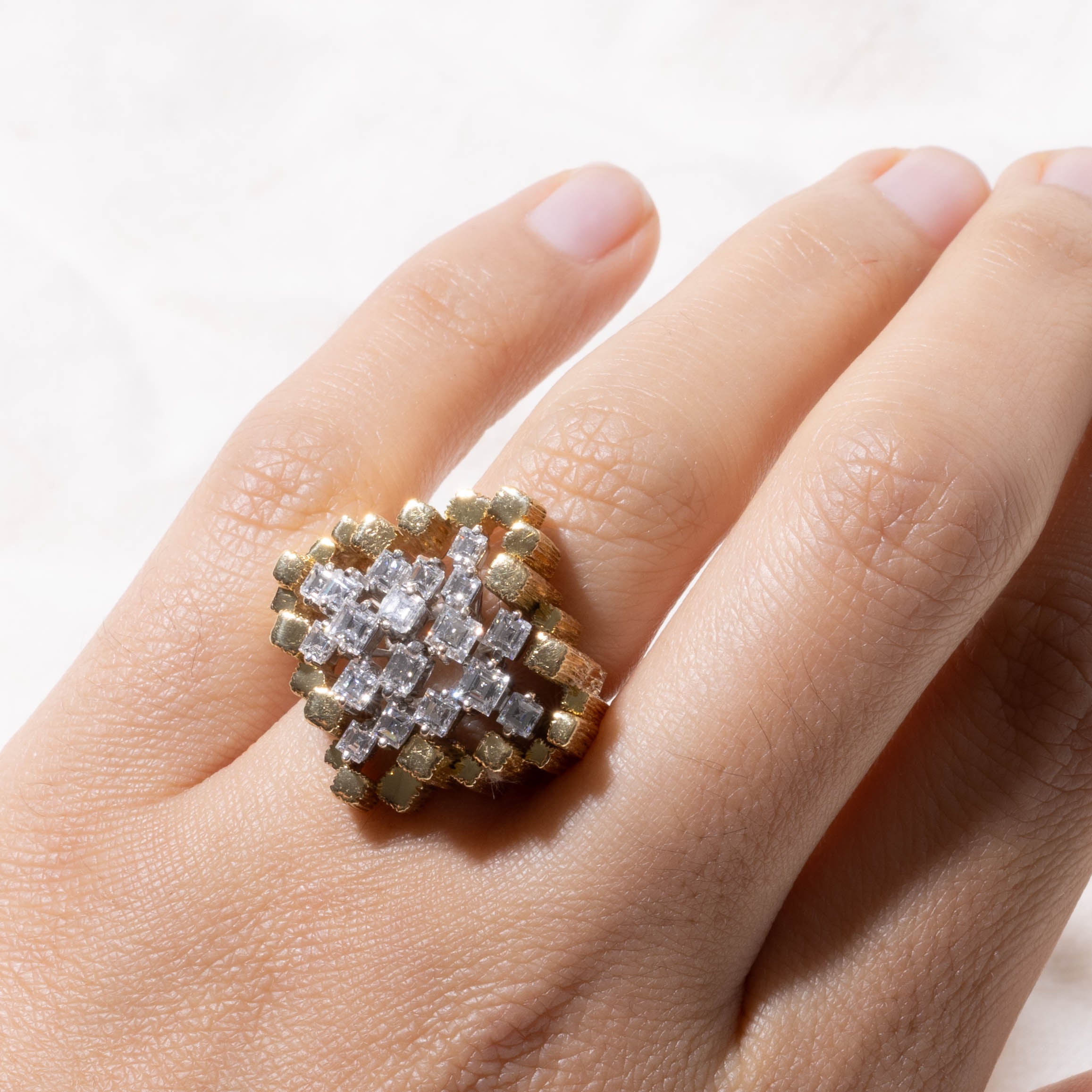 18k Diamond Pixel Cluster Removable Cocktail Ring | 1.44ctw | SZ 7.25