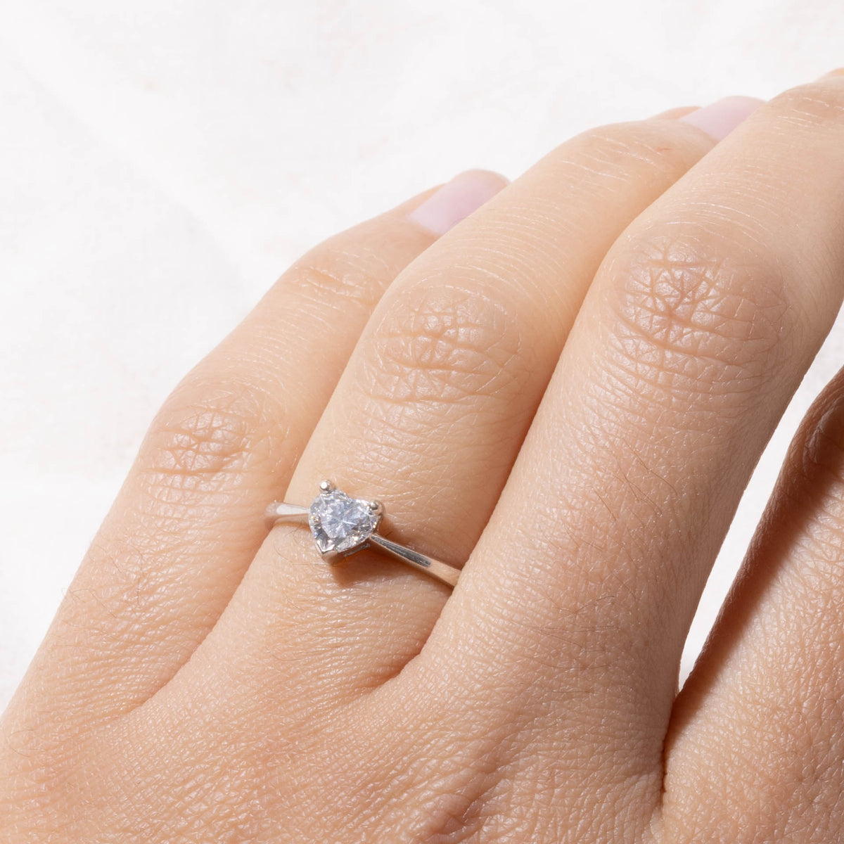 18k Heart Cut Solitaire Diamond Ring | 0.56ct VS1 E/F | SZ 5.75
