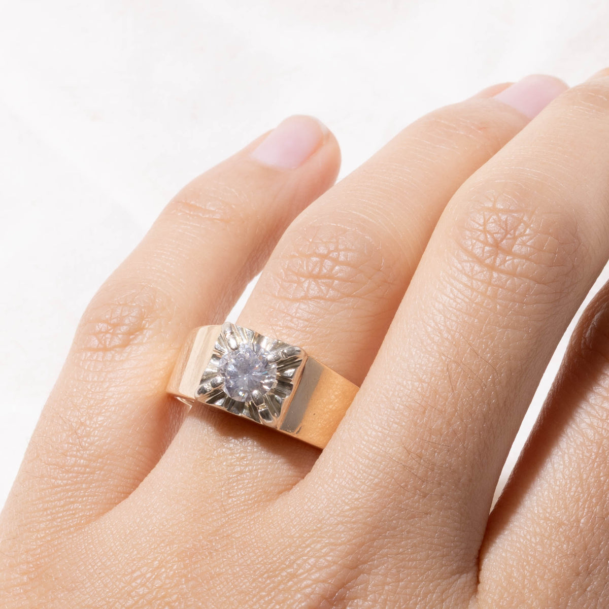 10k Illusion Set Diamond Signet Ring | 1.01ct SI2 J/K | SZ 11