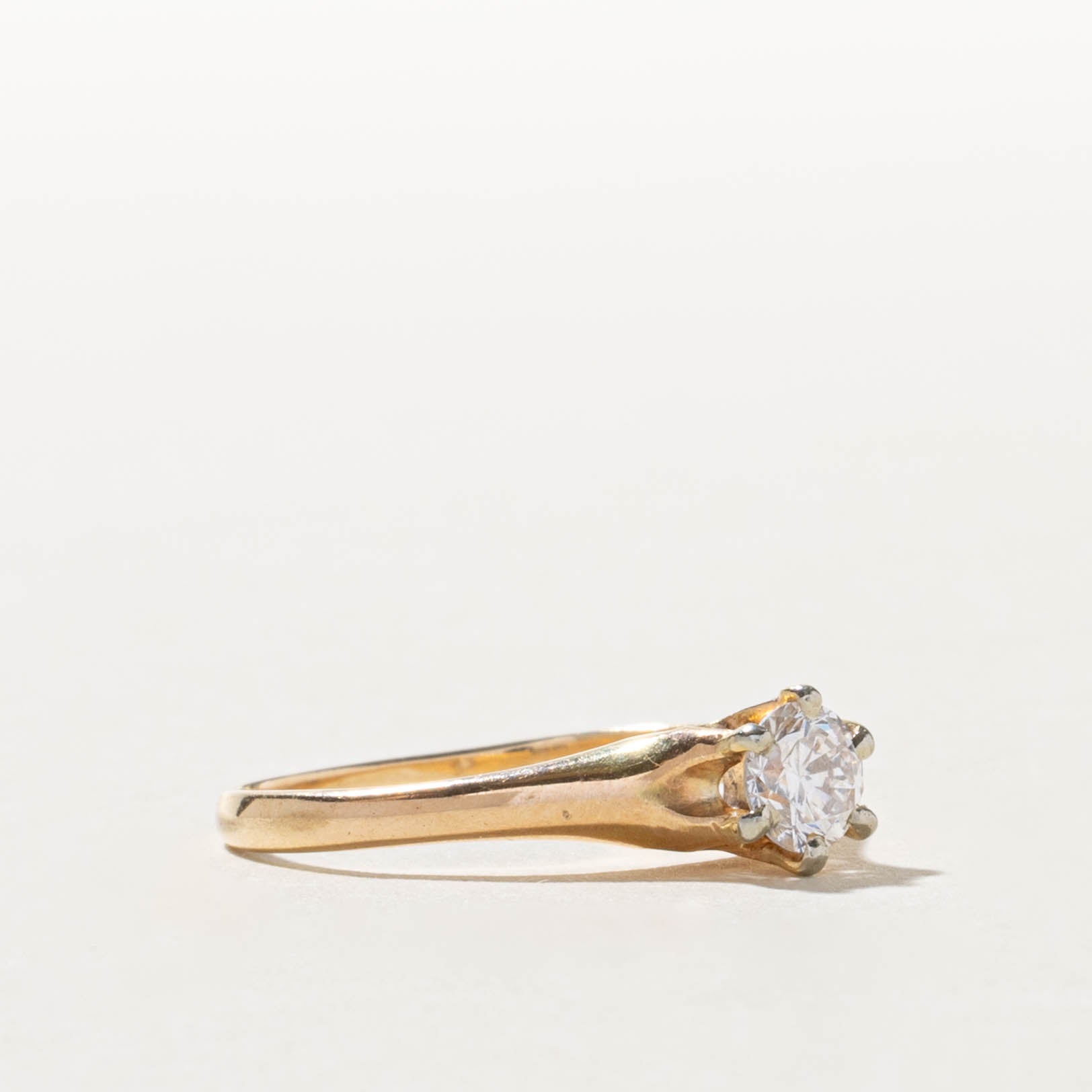 14k Solitaire Six Prong Diamond Ring | 0.44ct SI1/SI2 G/H | SZ 8