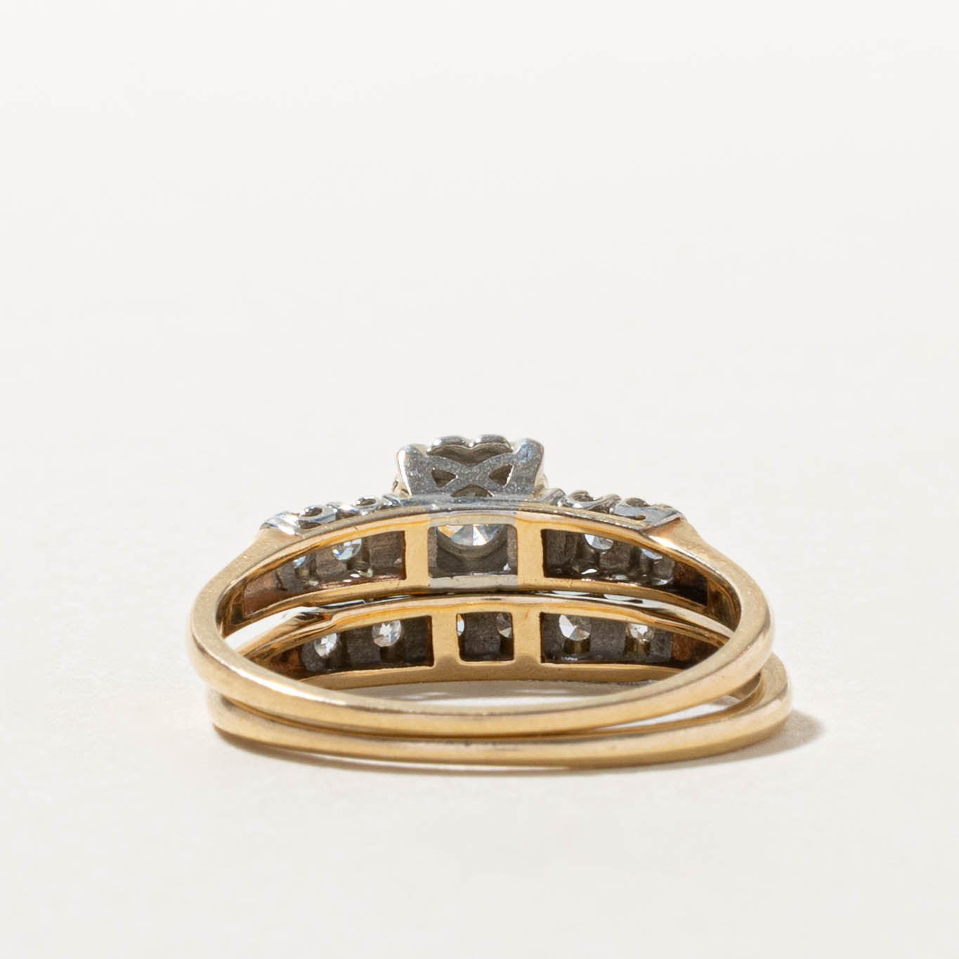 14k Illusion Set Diamond Accented Wedding Ring Set | 0.40ctw | SZ 8.25