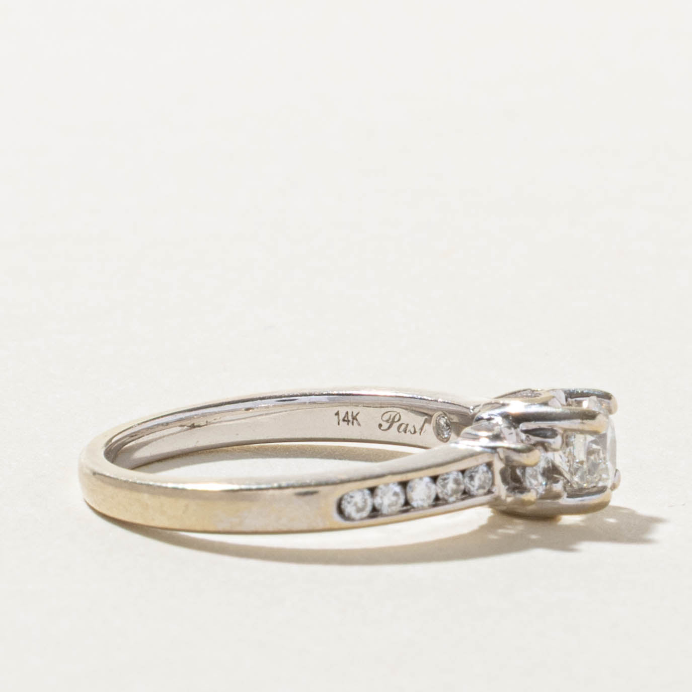 14k Three Stone Diamond Accented Ring | 0.47ct I1 G, 0.21ctw | SZ 6.75