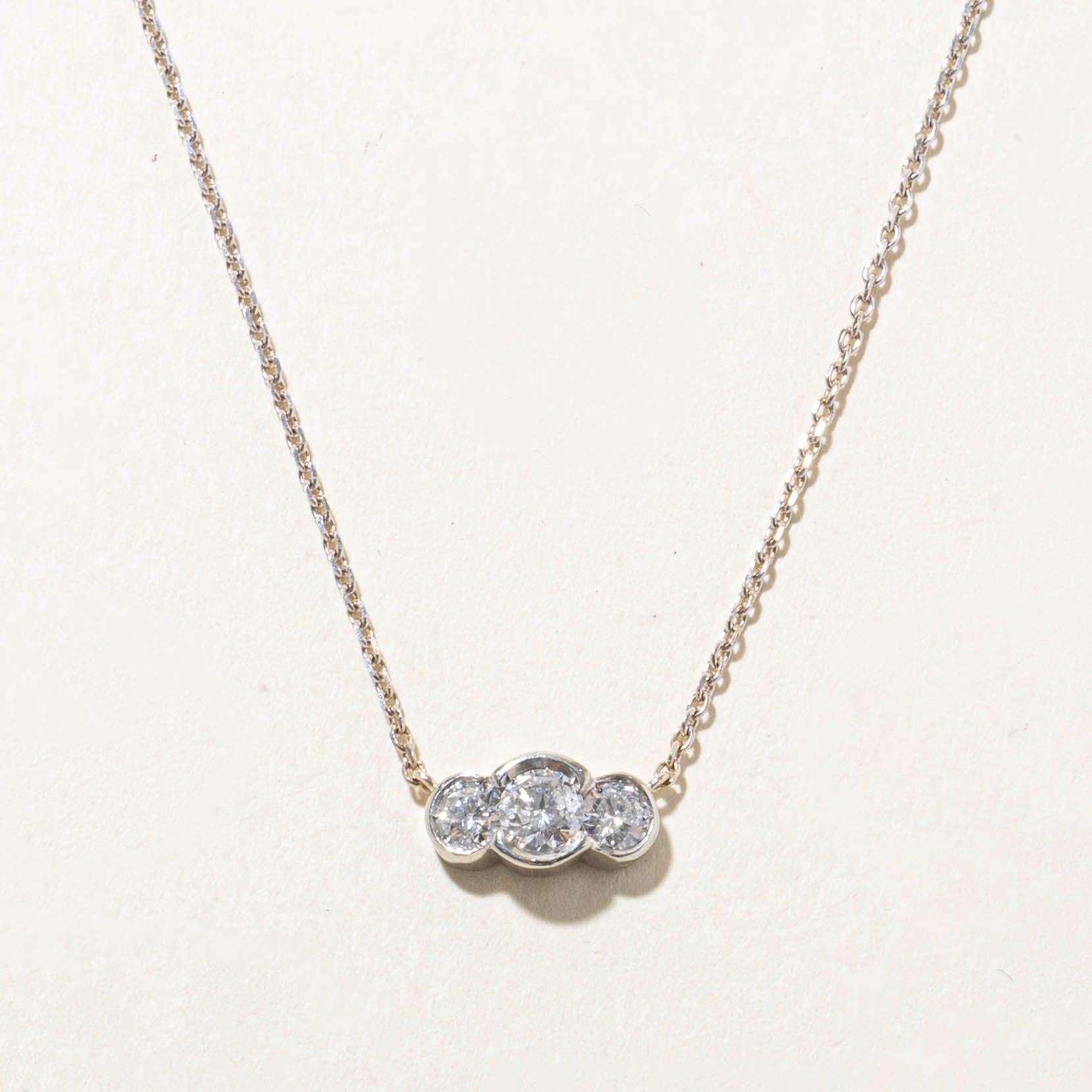 10k Three Stone Diamond Pendant Necklace | 0.48ctw | 18"