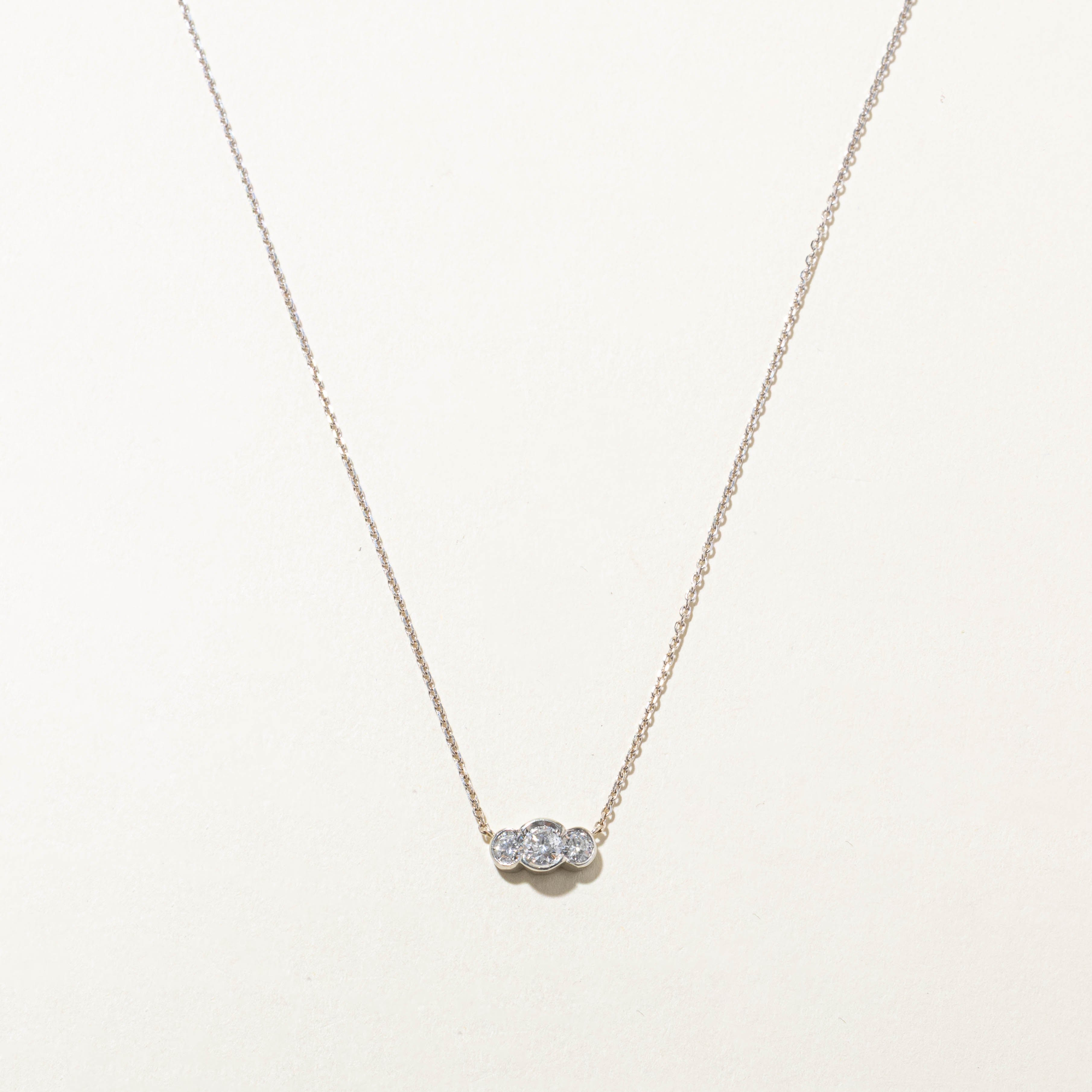 10k Three Stone Diamond Pendant Necklace | 0.48ctw | 18"