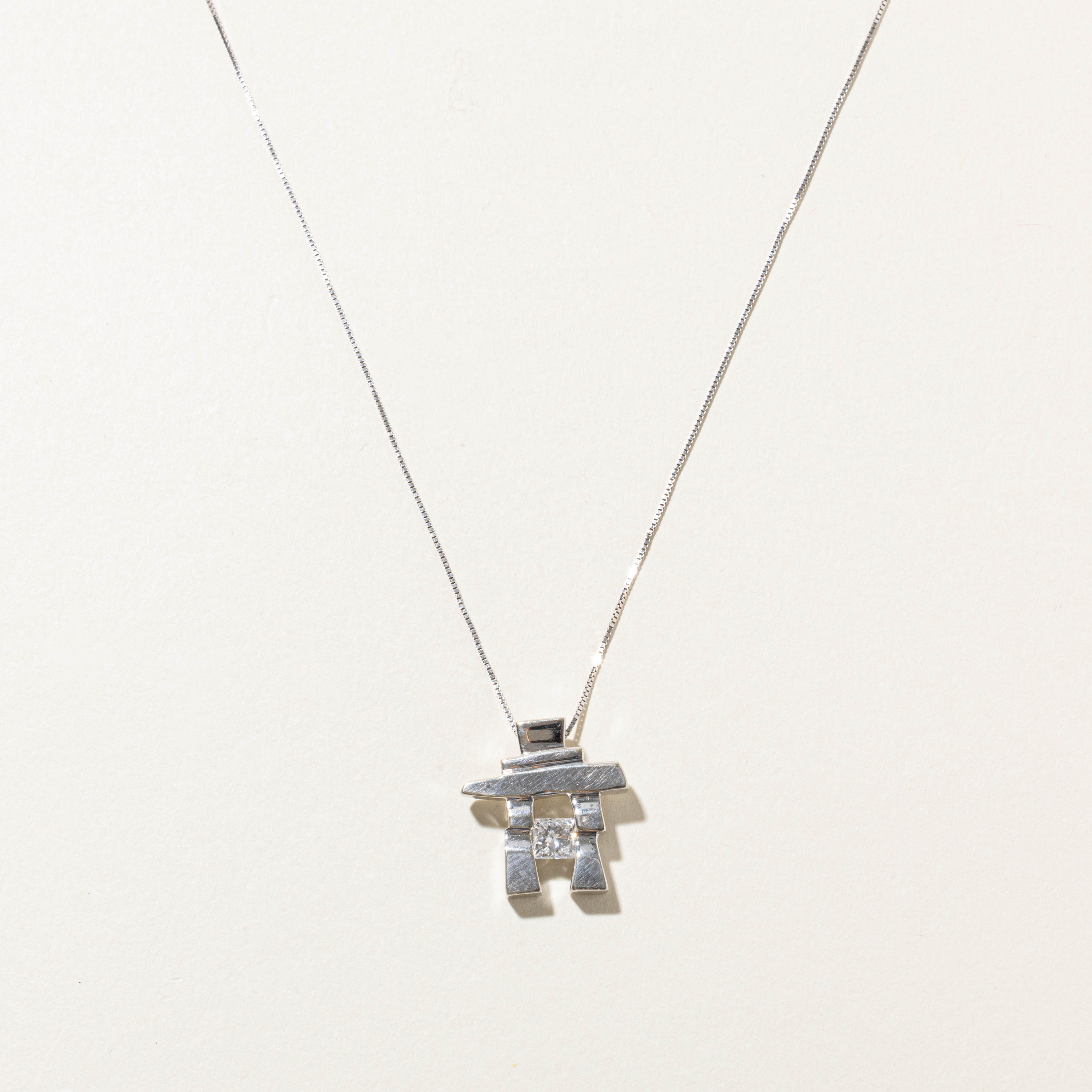 14k Canadian Diamond Inukshuk Pendant Necklace | 0.54ct SI2 E | 18"