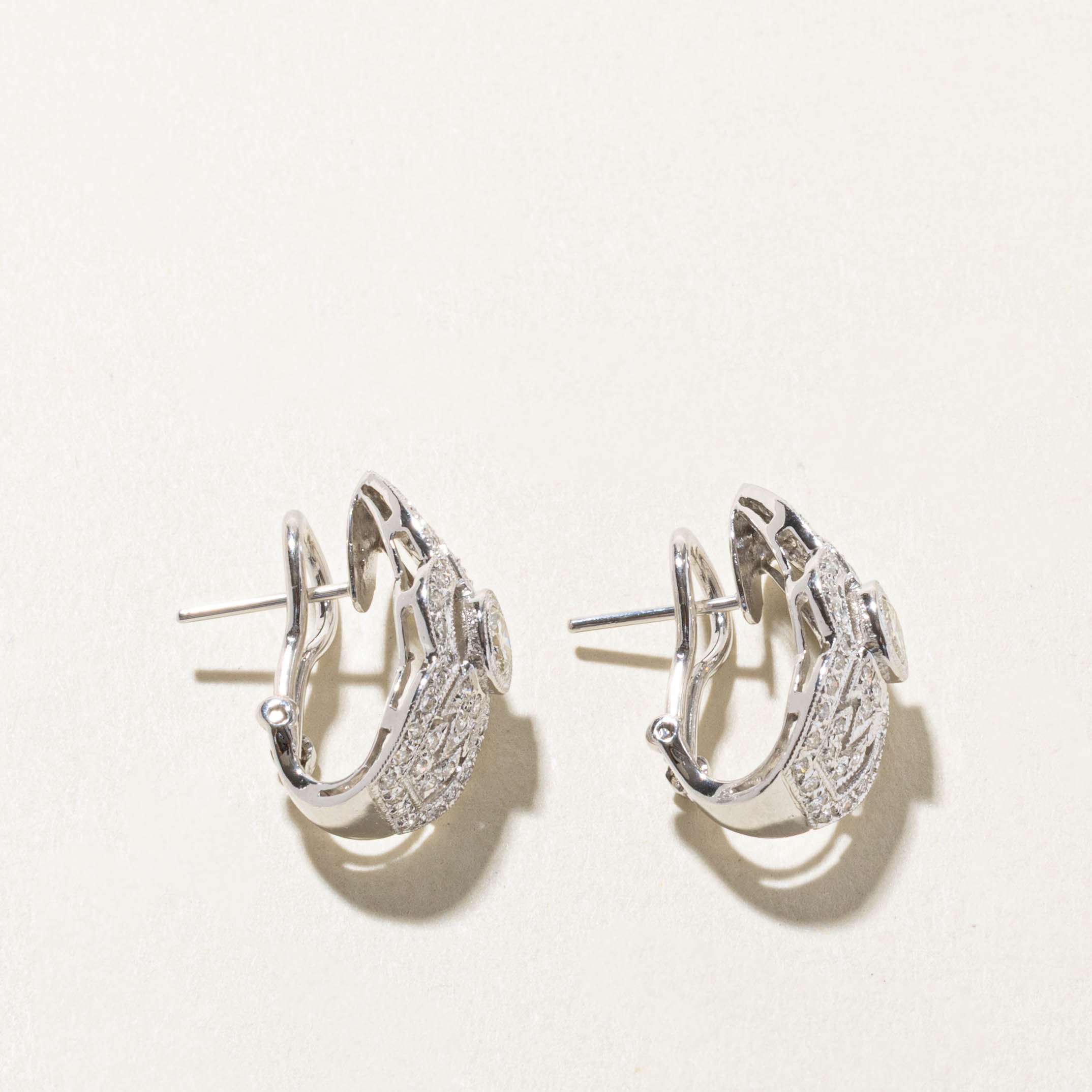 18k Diamond Milgrain Geometric Earrings | 1.18ctw