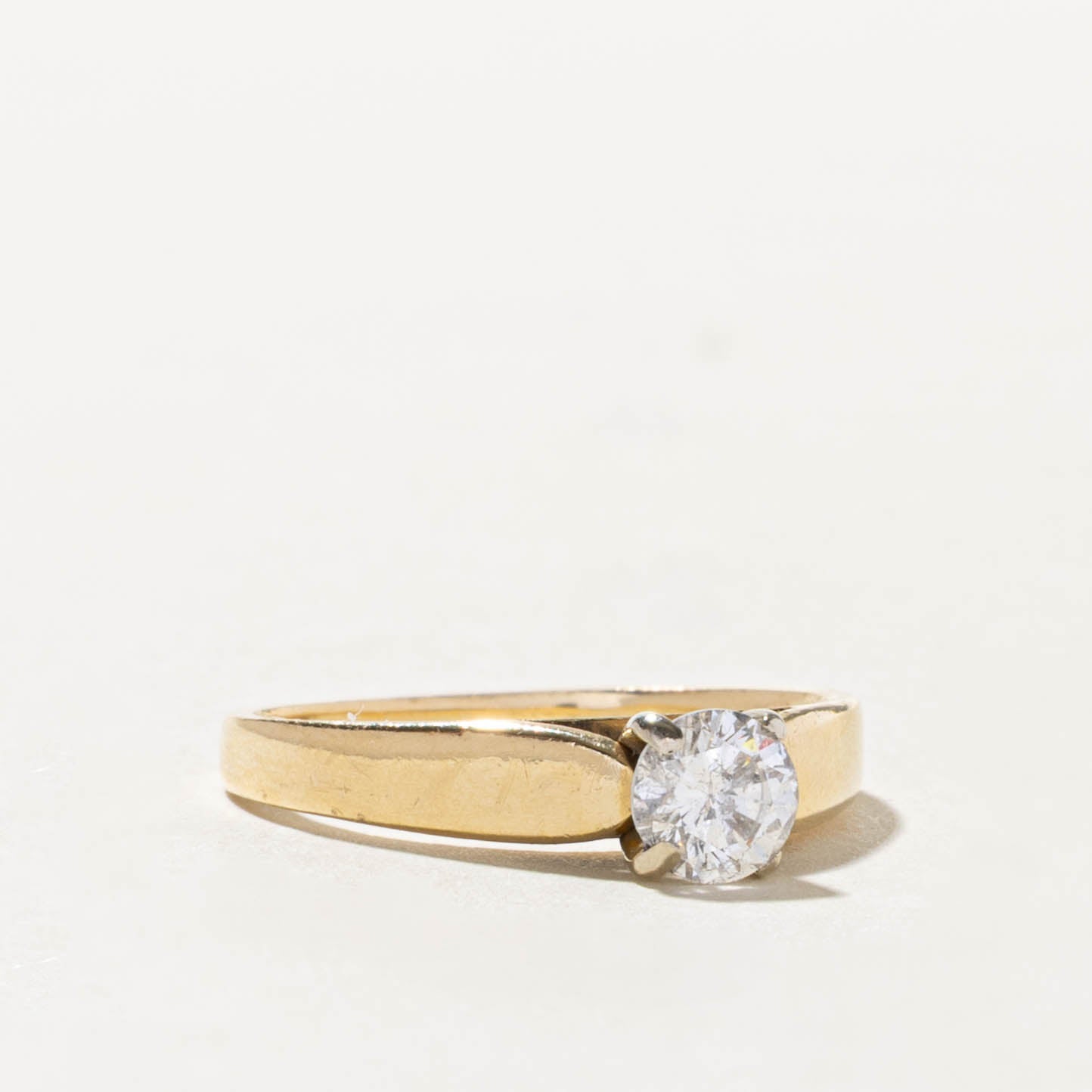 14k Solitaire Diamond Reverse Tapered Ring | 0.45ct I1 H | SZ 5