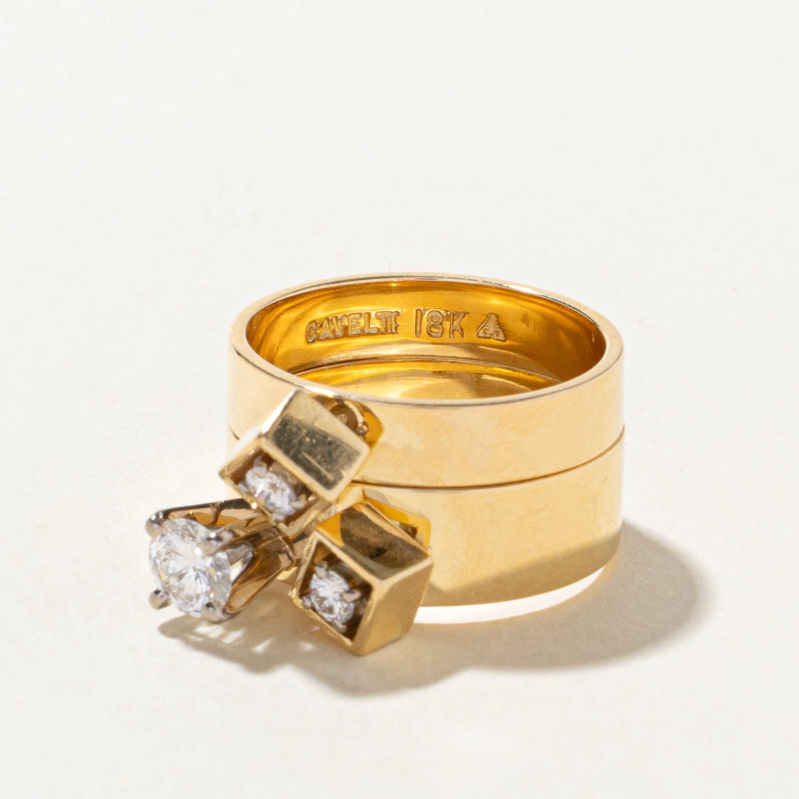 'Cavelti' 18k Three Stone Diamond Geometric Soldered Band | 0.55ctw | SZ 6.5