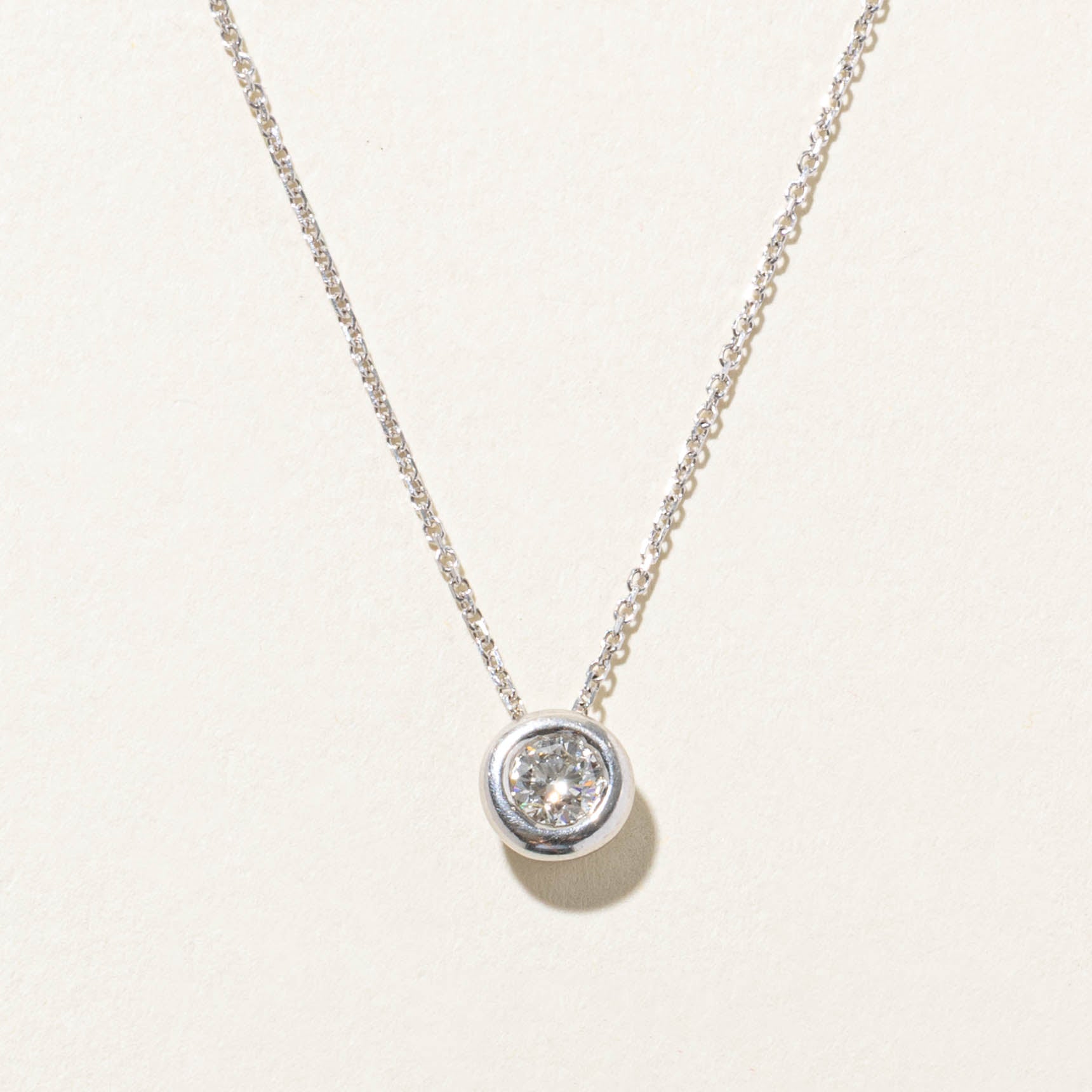 Bezel Set Solitaire Diamond Pendant Necklace | 0.37ct SI2 G/H | 20"
