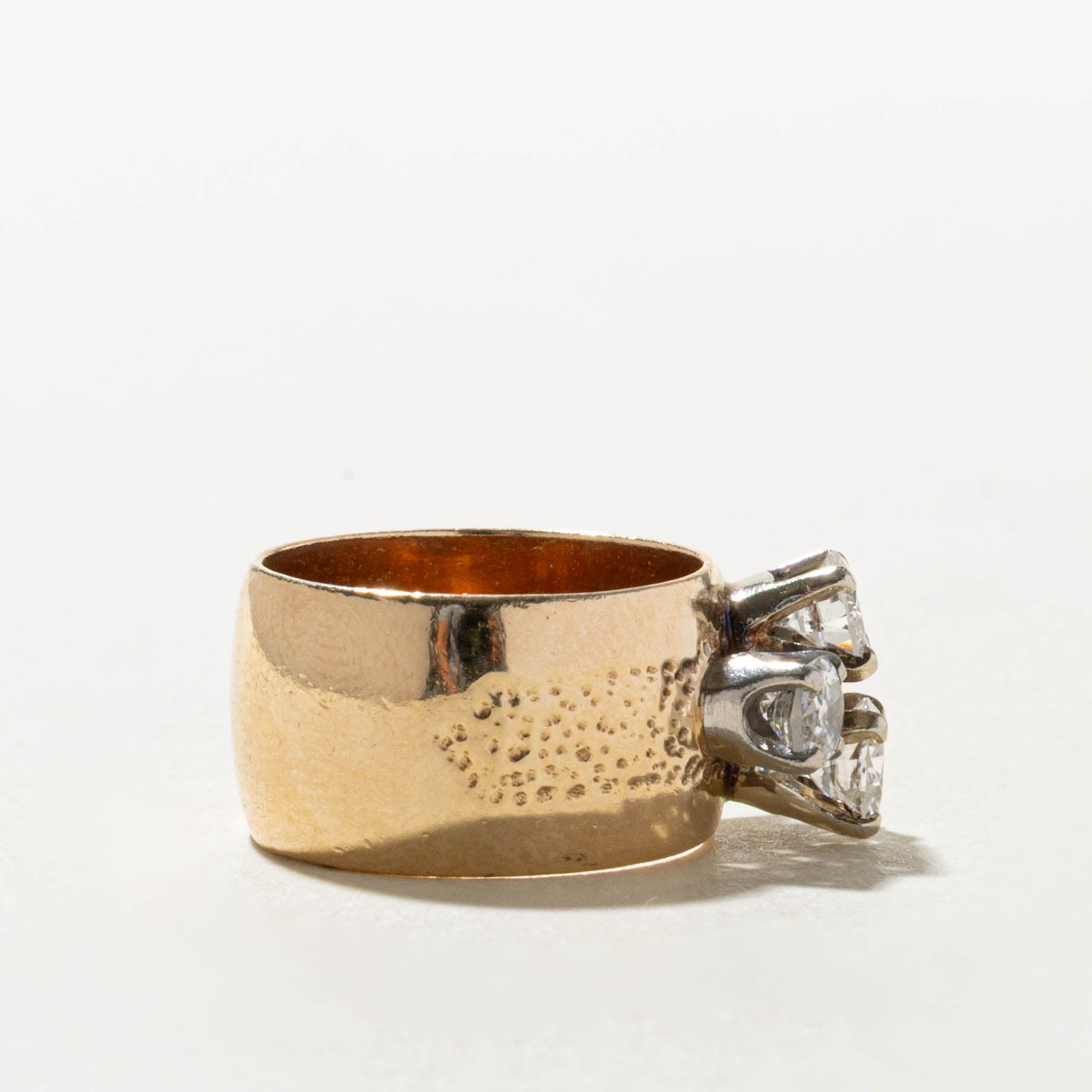 10k Four Stone Diamond Textured Band | 1.25ctw | SZ 4.75