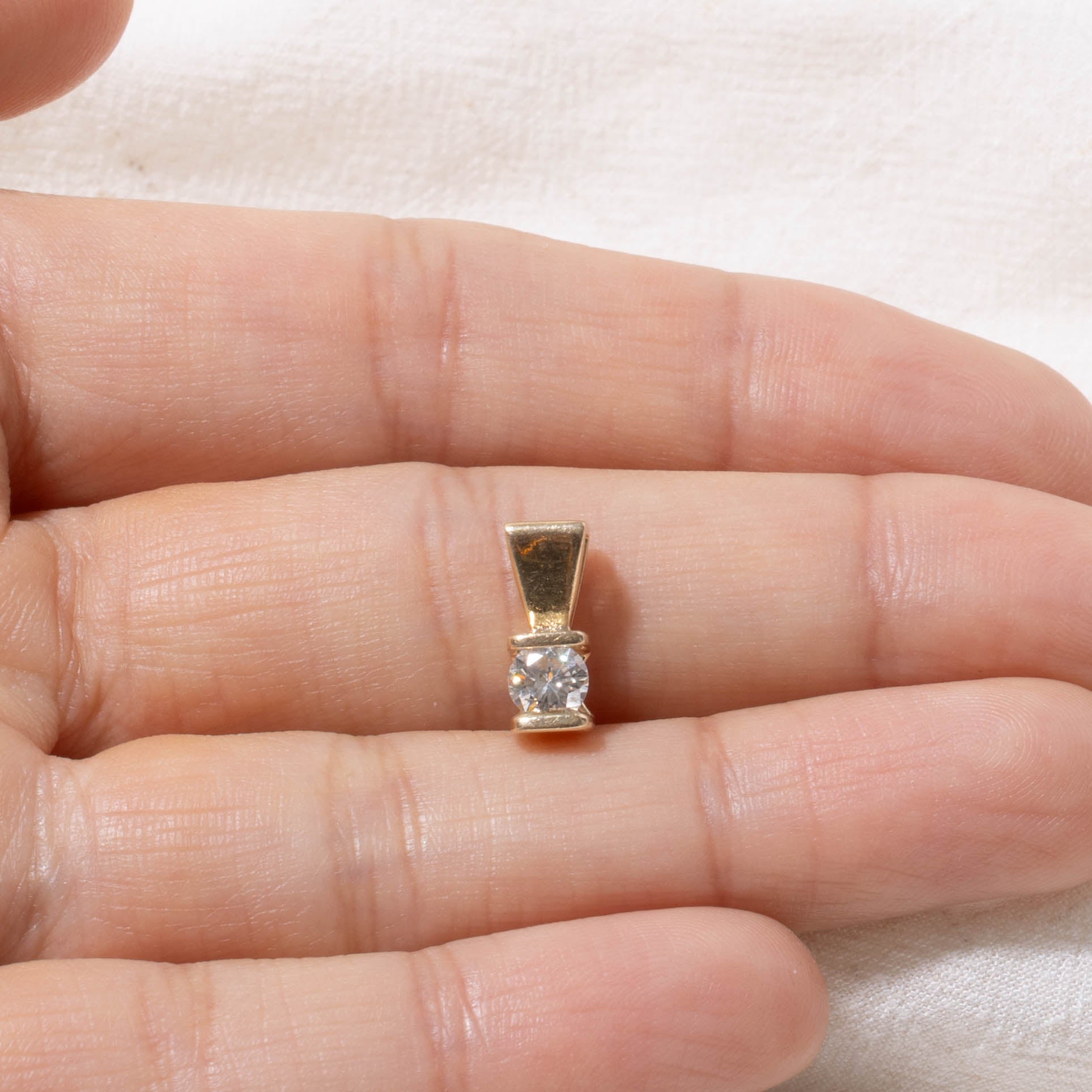 14k Tension Set Solitaire Diamond Pendant | 0.40ct SI1 H/I