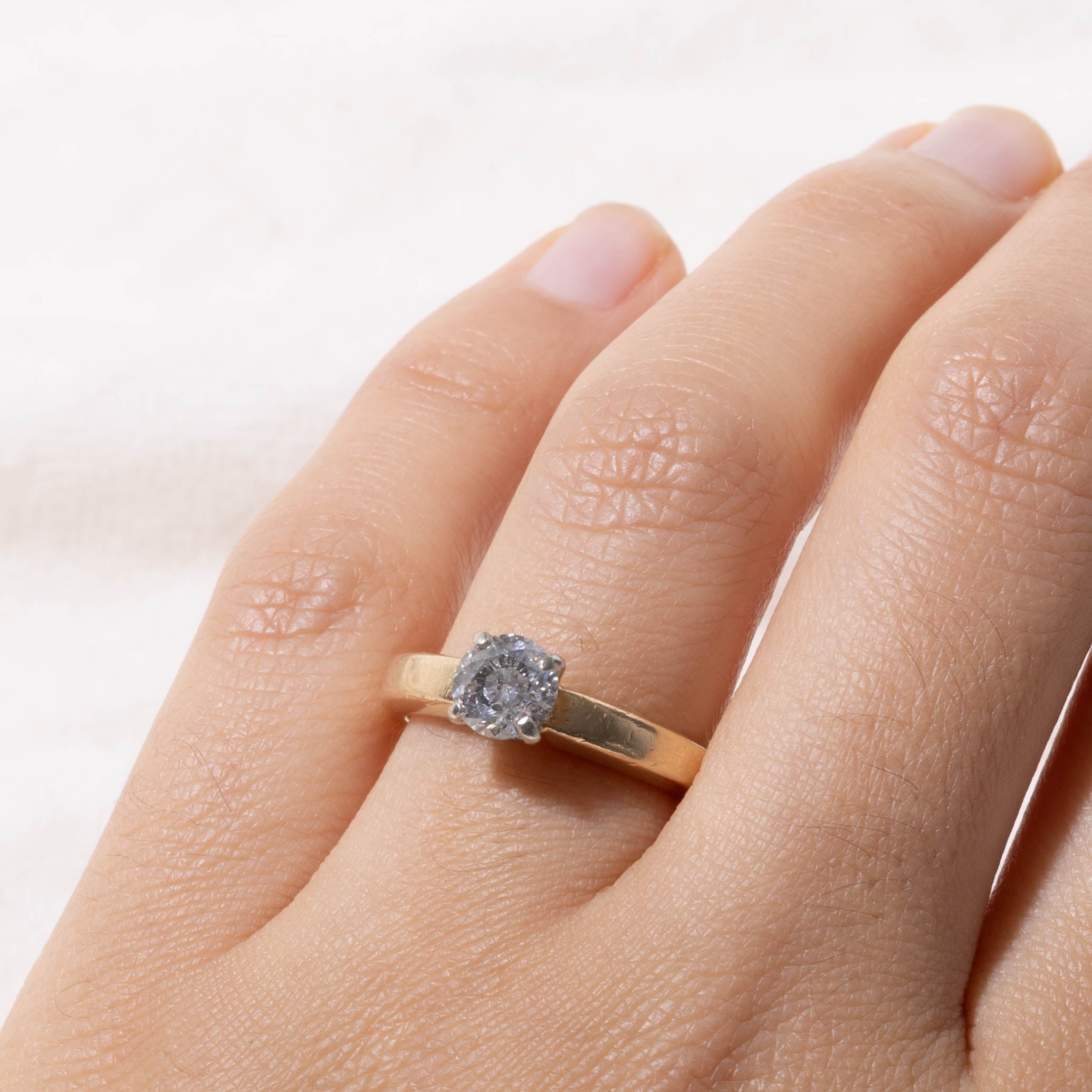 14k Round Brilliant Cut Solitaire Diamond Ring | 0.82ct I1/I2 I | SZ 6.75
